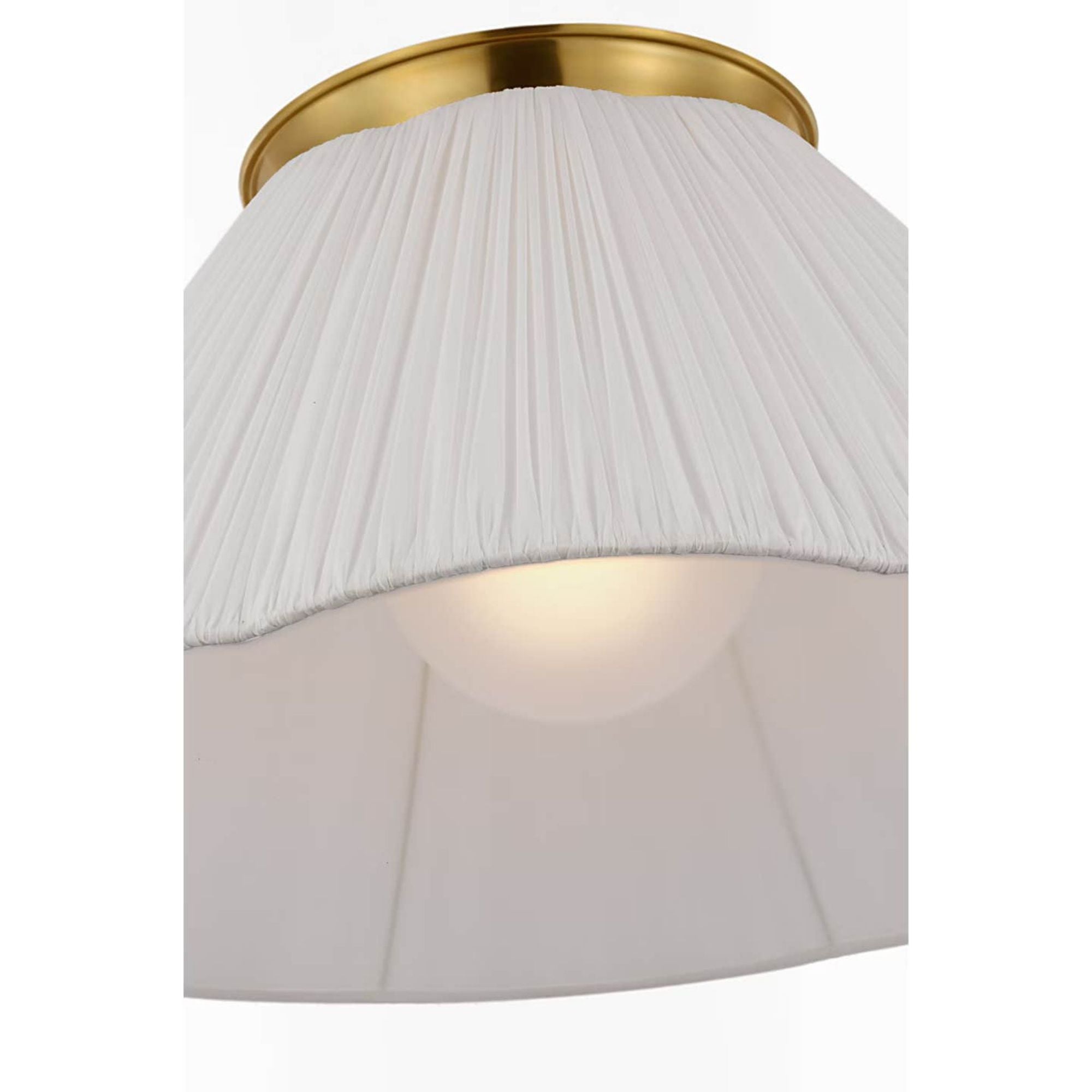 Amber Lewis Bradley 24" Flush Mount in Hand-Rubbed Antique Brass with Scalloped Silk Pleated Shade W24" x H11.5"