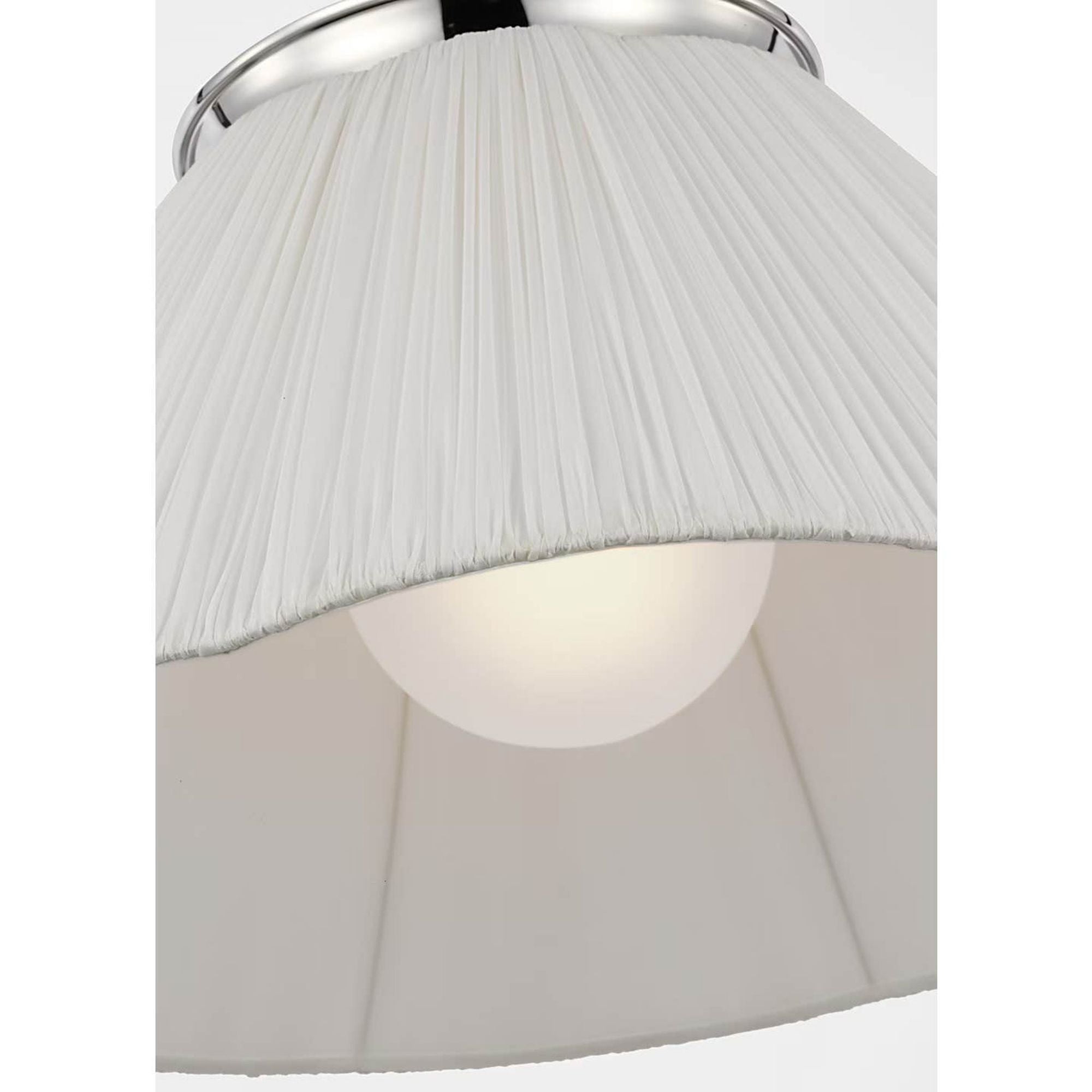Amber Lewis Bradley 24" Flush Mount in Polished Nickel with Scalloped Silk Pleated Shade W24" x H11.5"