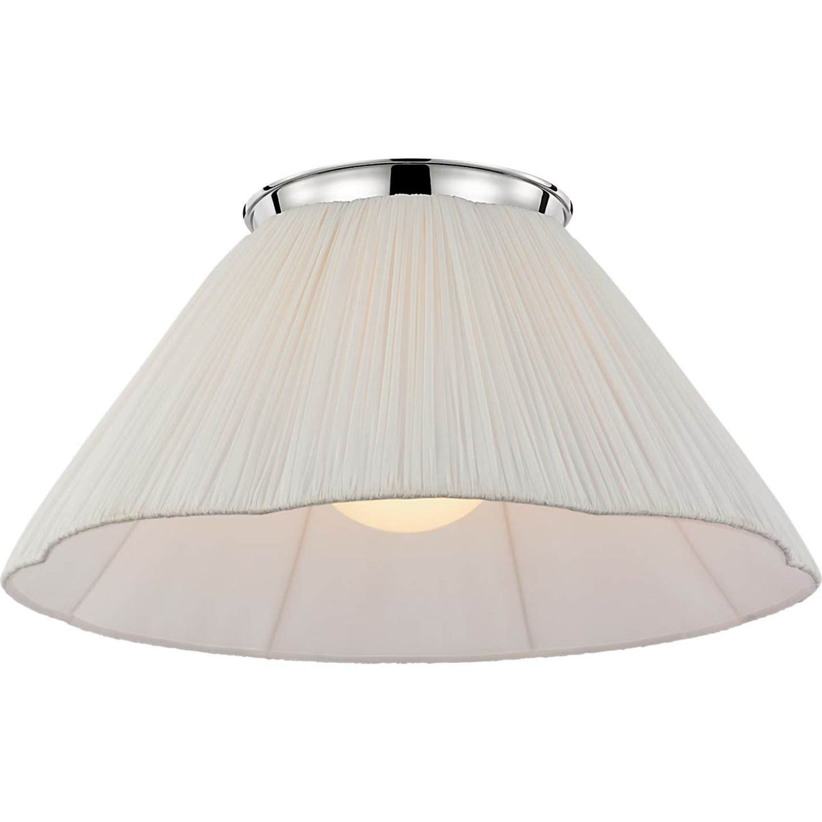 Amber Lewis Bradley 24" Flush Mount in Polished Nickel with Scalloped Silk Pleated Shade W24" x H11.5"