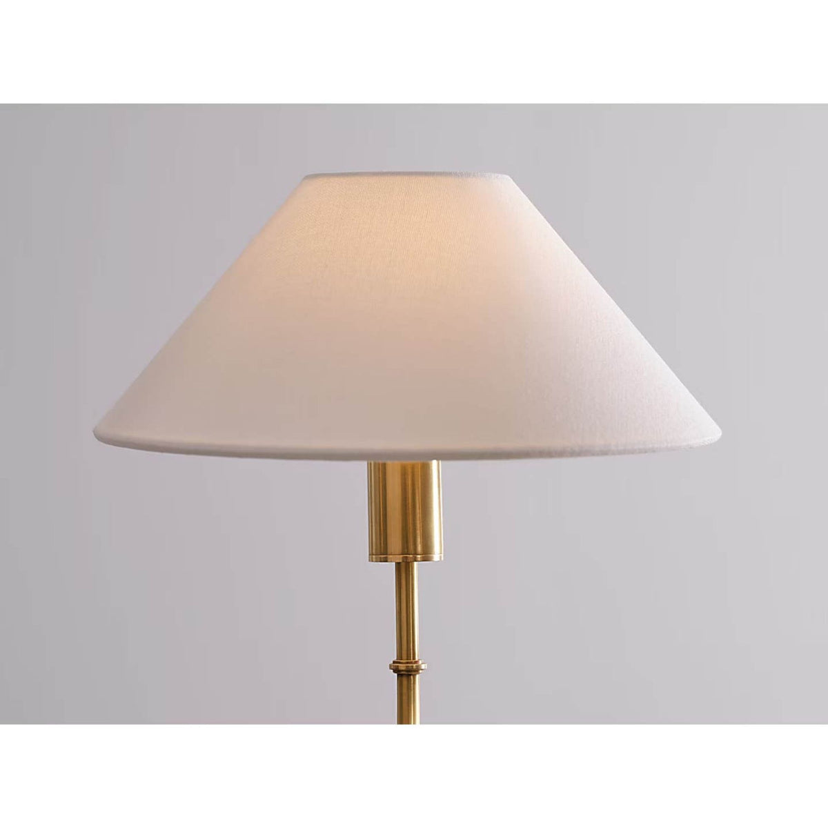 Amber Lewis Griffin Grande Tail Chandelier in Hand-Rubbed Antique Brass and Saddle Leather with Linen Shades W56" x H26.5"