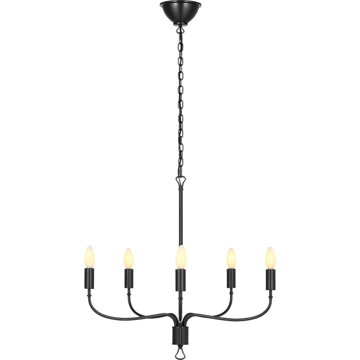Amber Lewis Griffin 31" Chandelier in Bronze and Chocolate Leather with Linen Shades W31" x H23.5"
