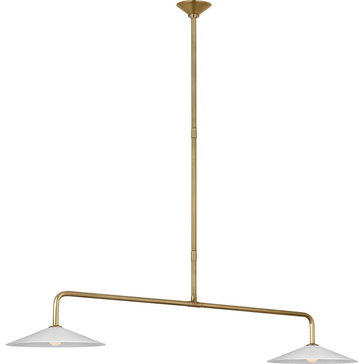 Amber Lewis Ponce 62" Linear Pendant in Hand-Rubbed Antique Brass with Milk White Glass Shades W13" x 62"