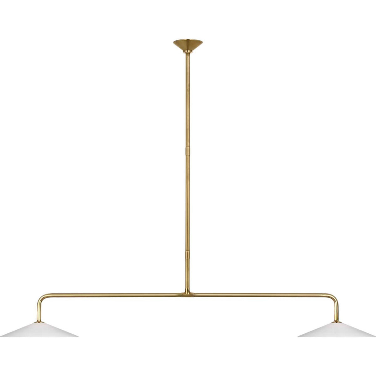 Amber Lewis Ponce 62" Linear Pendant in Hand-Rubbed Antique Brass with Milk White Glass Shades W13" x 62"