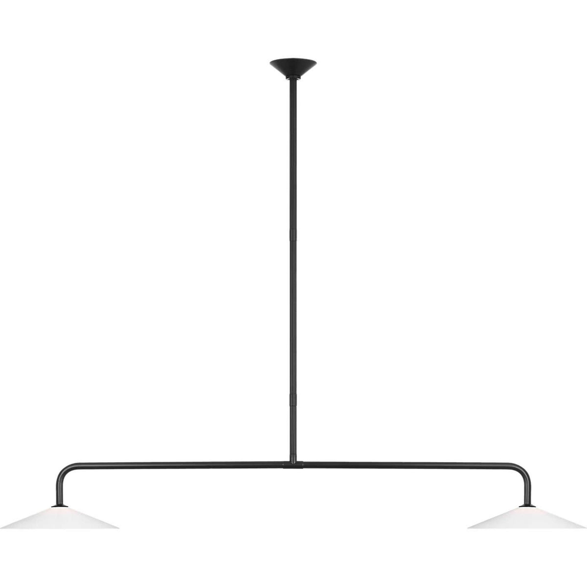 Amber Lewis Ponce 62" Linear Pendant in Modern Iron with Milk White Glass Shades W13" x 62"
