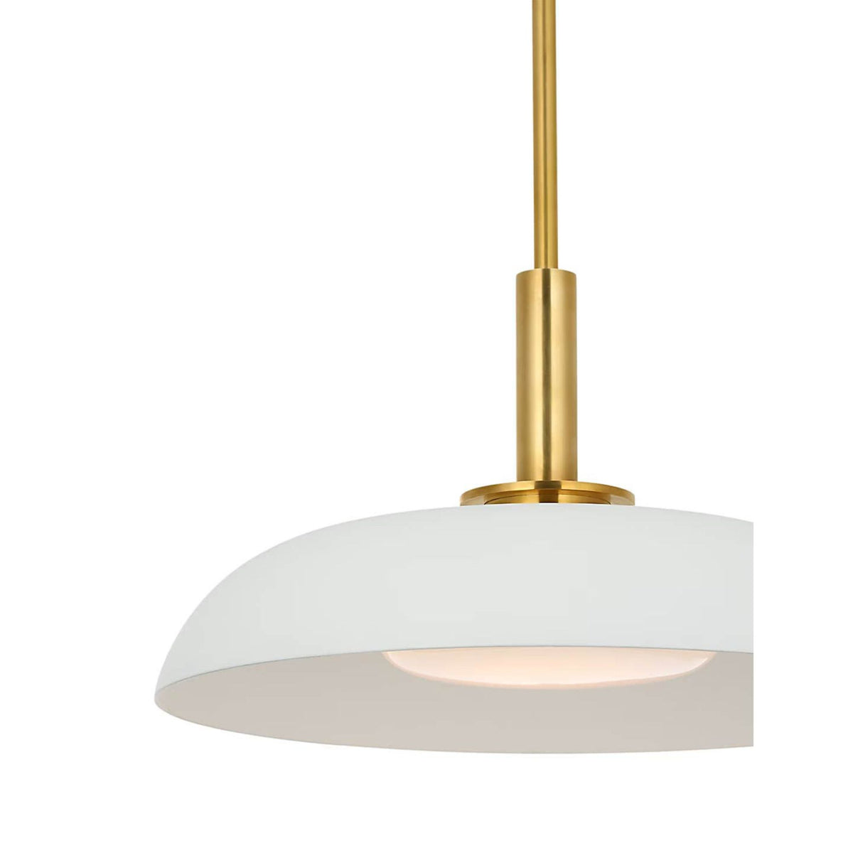 Amber Lewis Cyrus 16" Pendant in Hand-Rubbed Antique Brass and Matte White with White Glass W15.5"