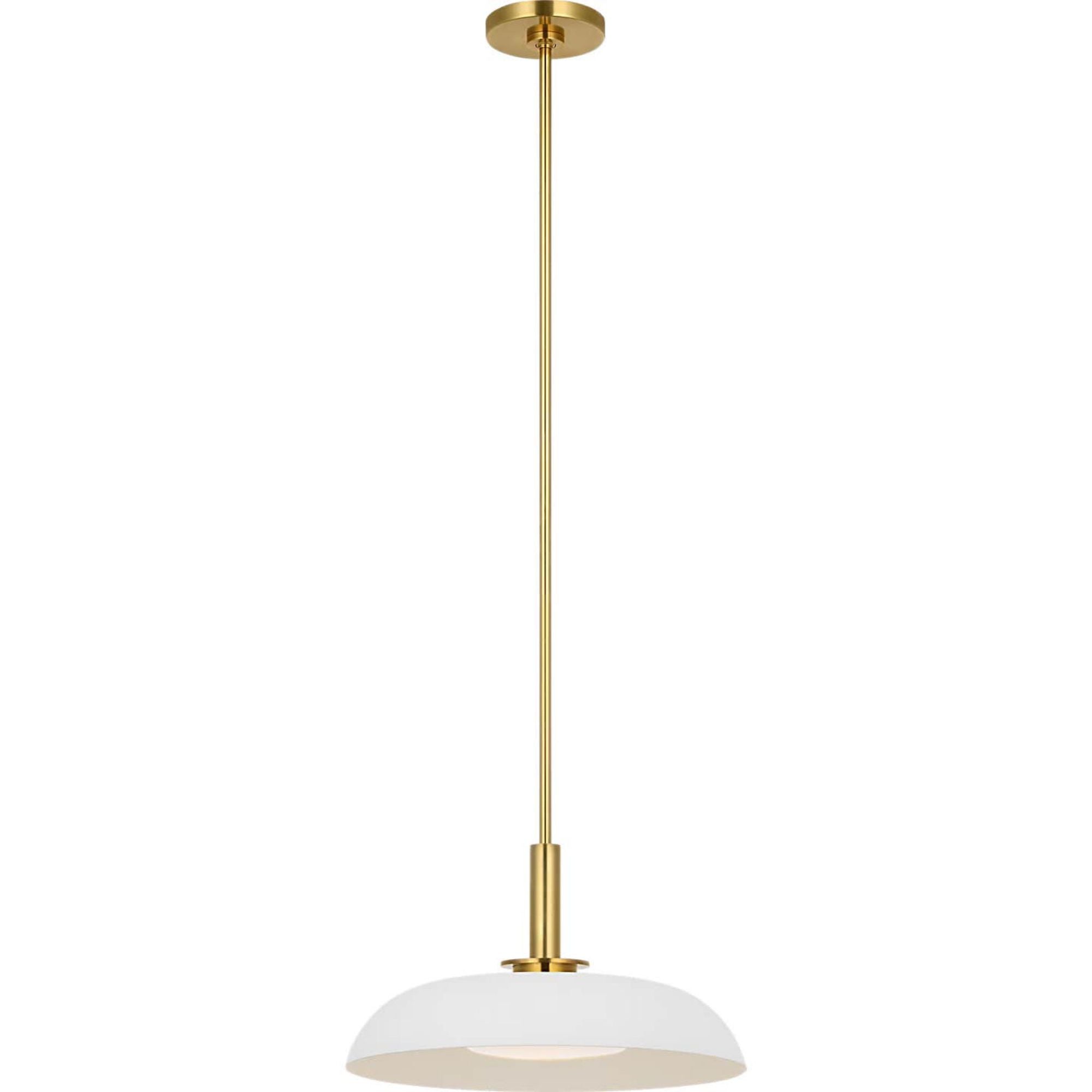 Amber Lewis Cyrus 16" Pendant in Hand-Rubbed Antique Brass and Matte White with White Glass W15.5"