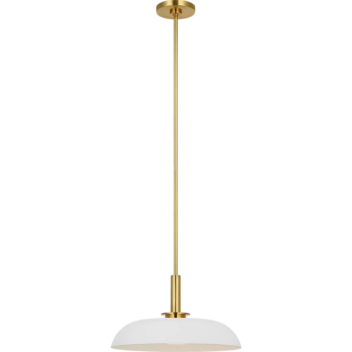 Amber Lewis Cyrus 16" Pendant in Hand-Rubbed Antique Brass and Matte White with White Glass W15.5"