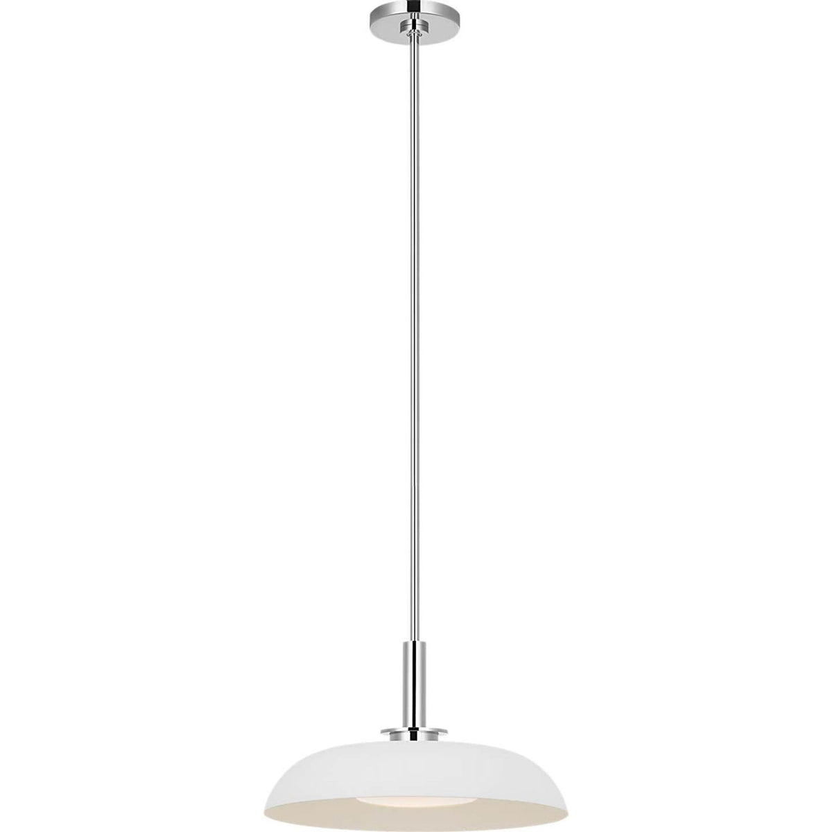 Amber Lewis Cyrus 16" Pendant in Polished Nickel and Matte White with White Glass W15.5"