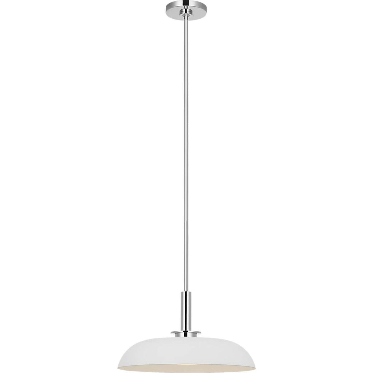 Amber Lewis Cyrus 16" Pendant in Polished Nickel and Matte White with White Glass W15.5"