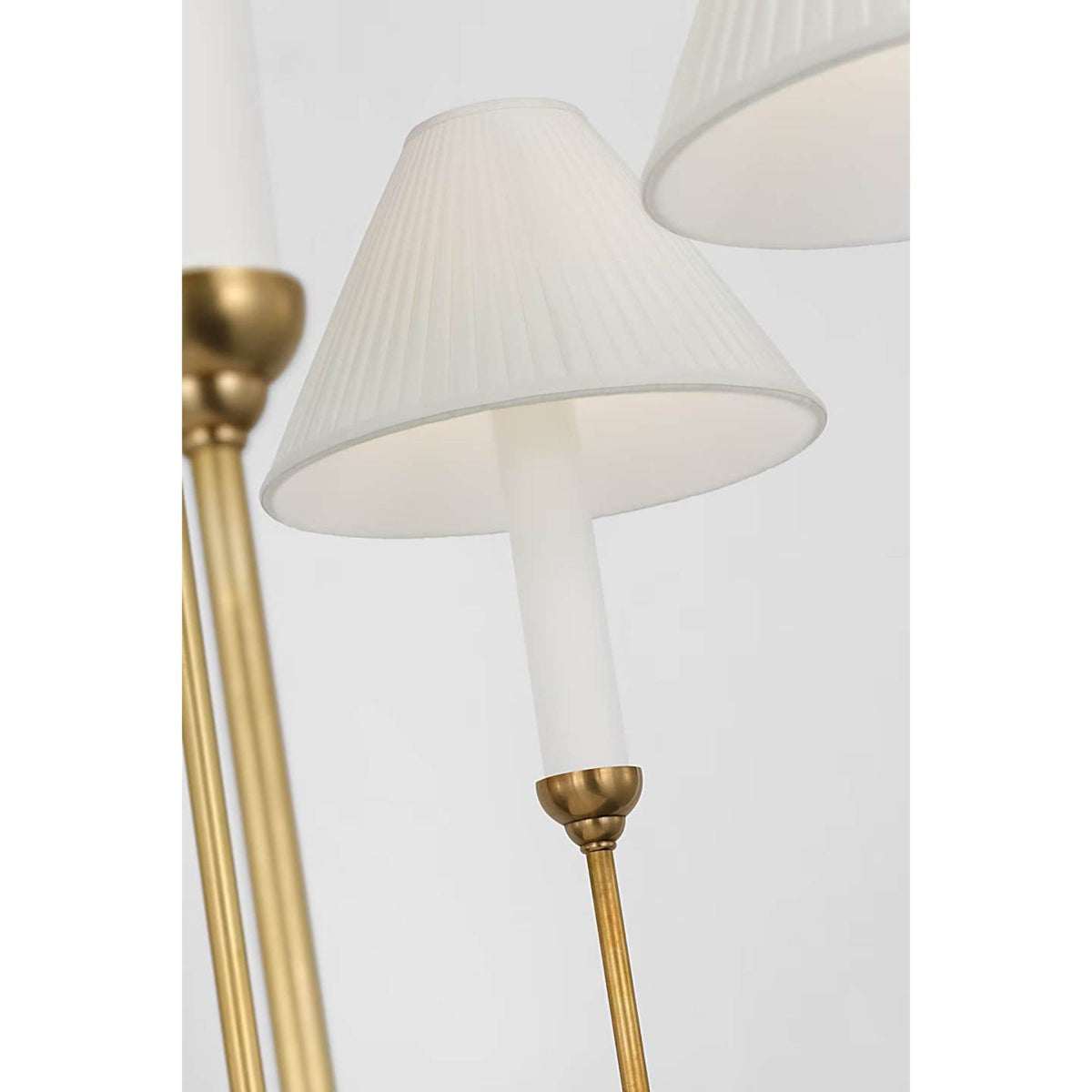 Amber Lewis Ingela 36" Chandelier in Hand-Rubbed Antique Brass with Silk Pleat Shades W36" x H23.5"