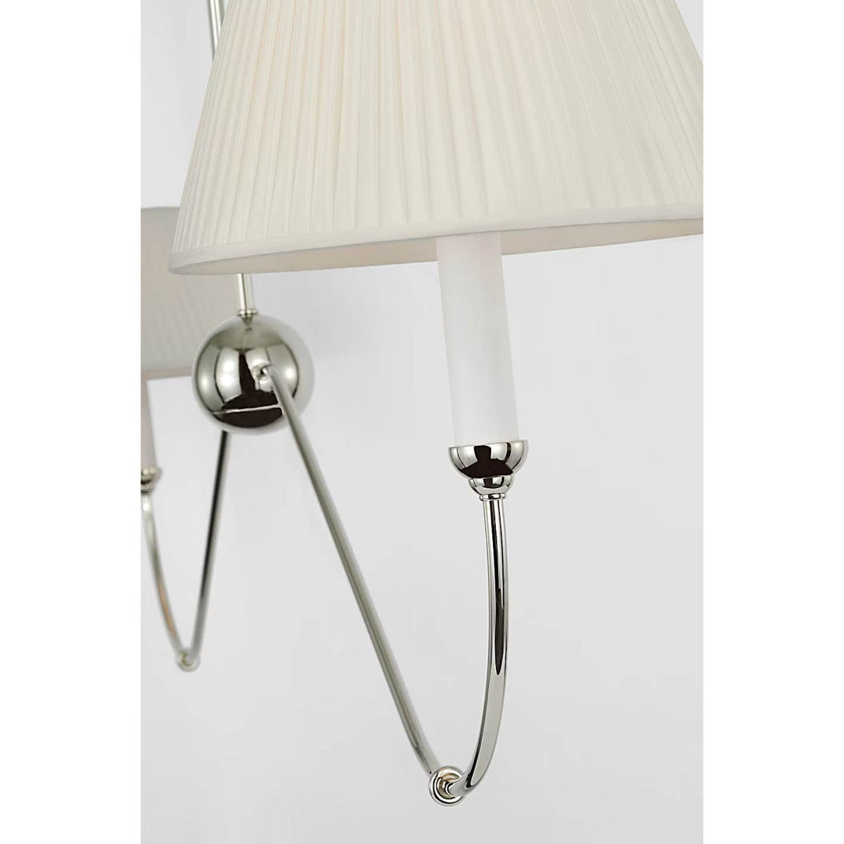 Amber Lewis Ingela 65" Linear Chandelier in Polished Nickel with Silk Pleat Shades W11" x 65"