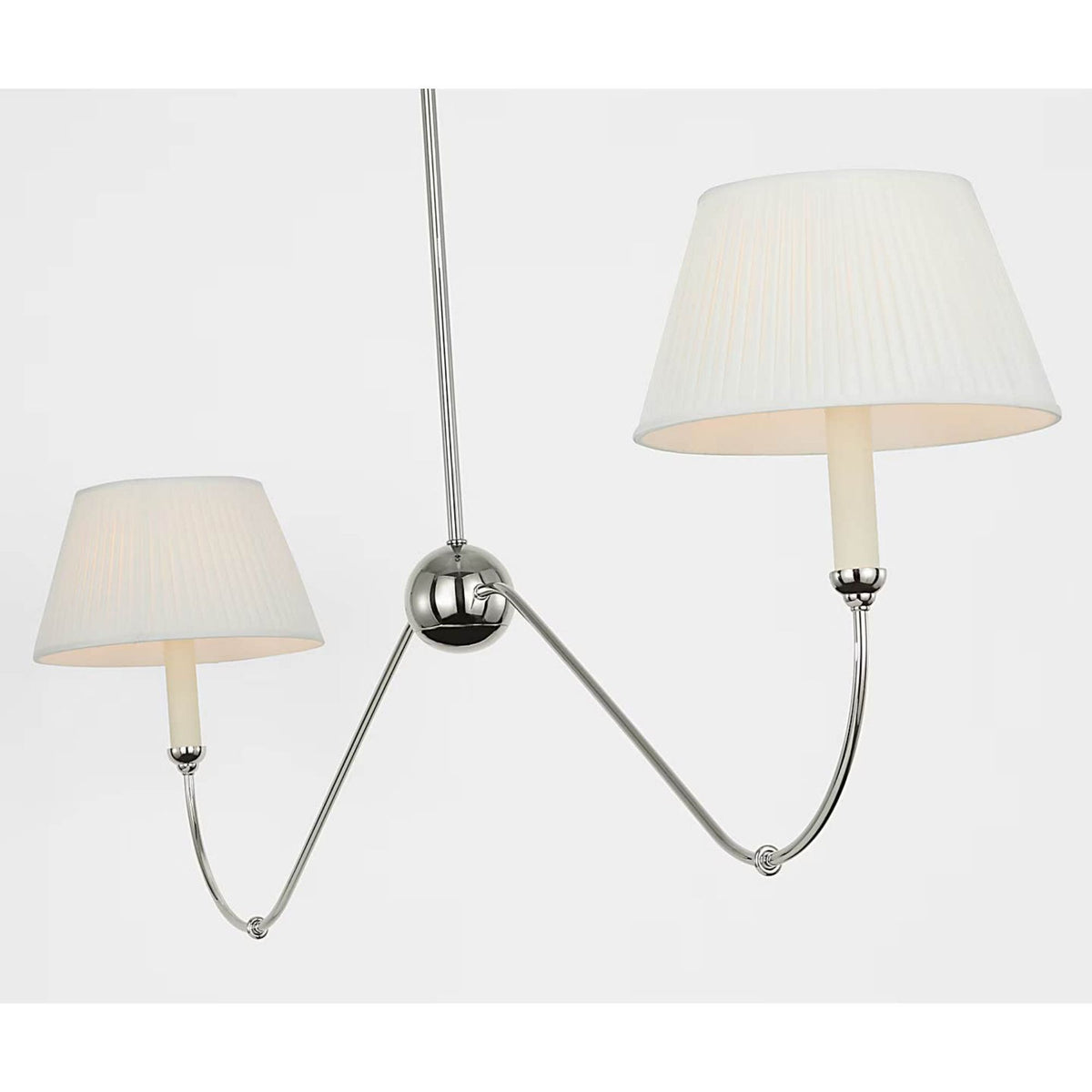 Amber Lewis Ingela 65" Linear Chandelier in Polished Nickel with Silk Pleat Shades W11" x 65"