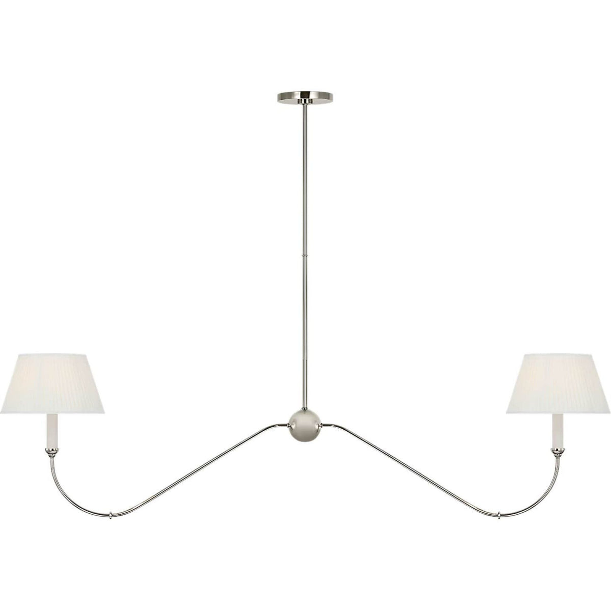Amber Lewis Ingela 65" Linear Chandelier in Polished Nickel with Silk Pleat Shades W11" x 65"