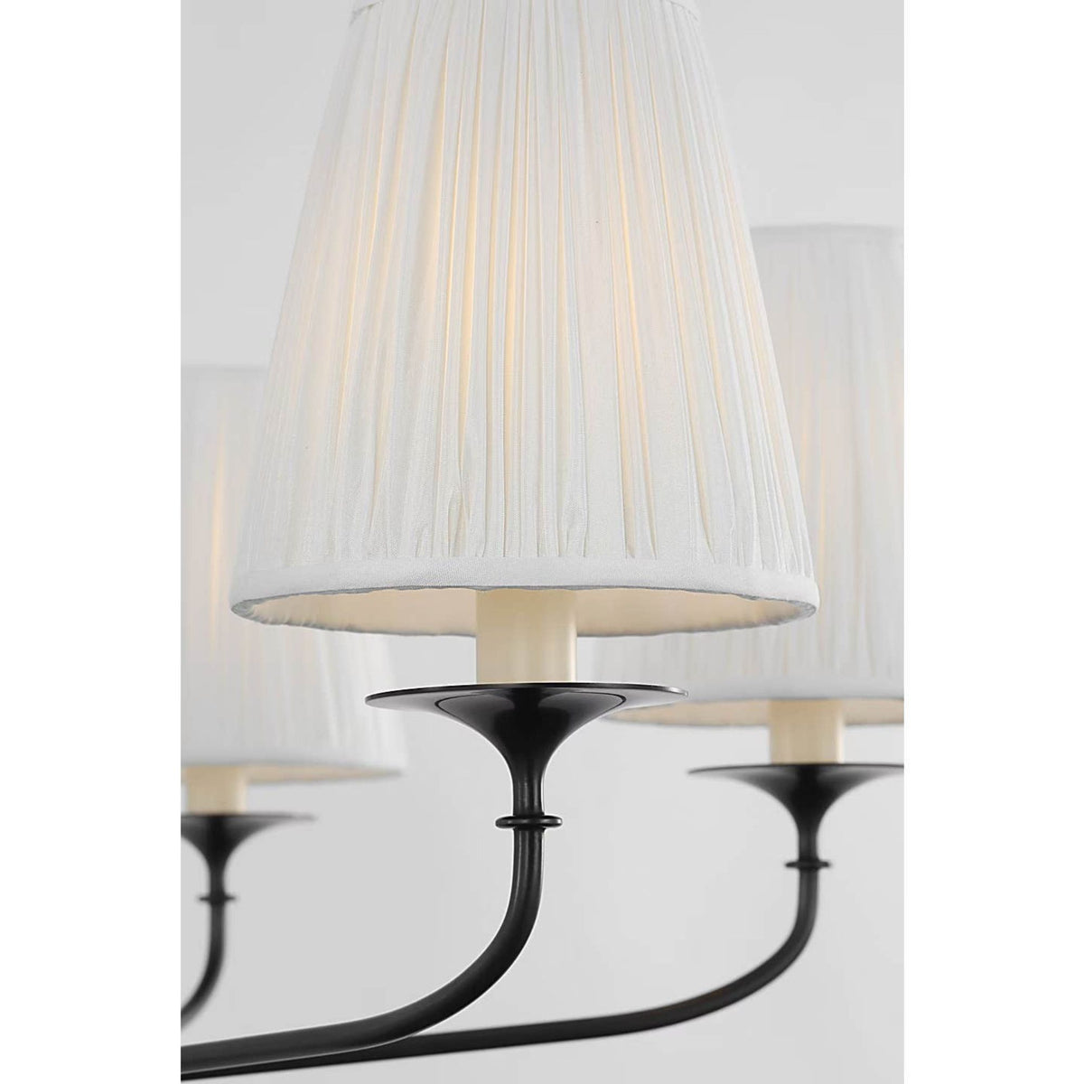 Amber Lewis Knox 32" Chandelier in Bronze with Silk Pleated Shades W32" x H20.75"