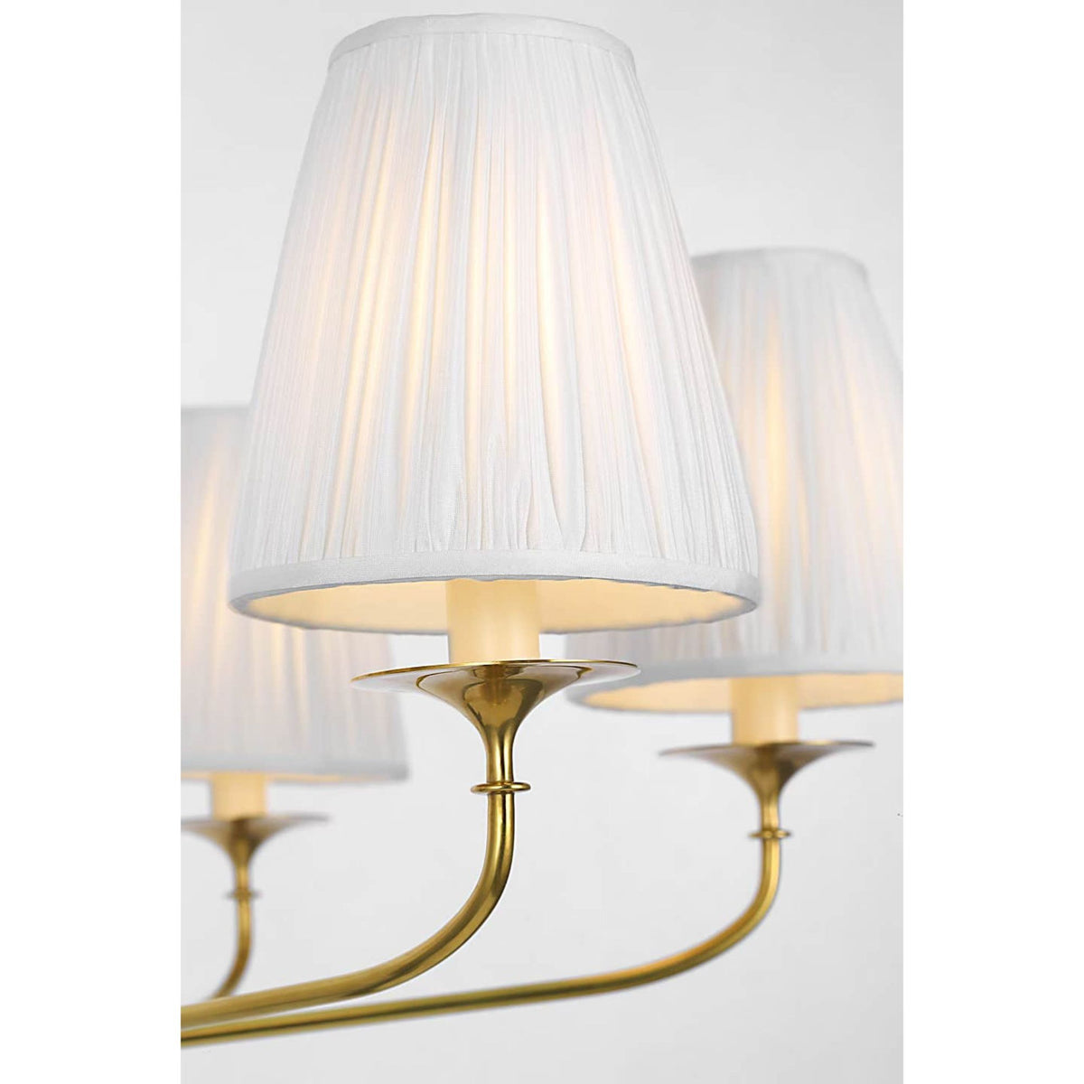 Amber Lewis Knox 32" Chandelier in Hand-Rubbed Antique Brass with Silk Pleated Shades W32" x H20.75"