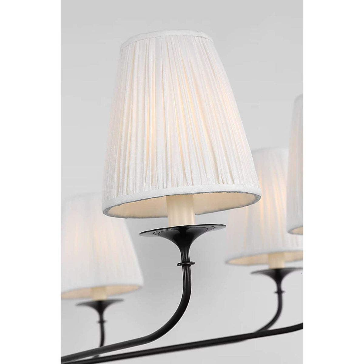 Amber Lewis Knox 42" Chandelier in Bronze with Silk Pleated Shades W42" x H21.25"