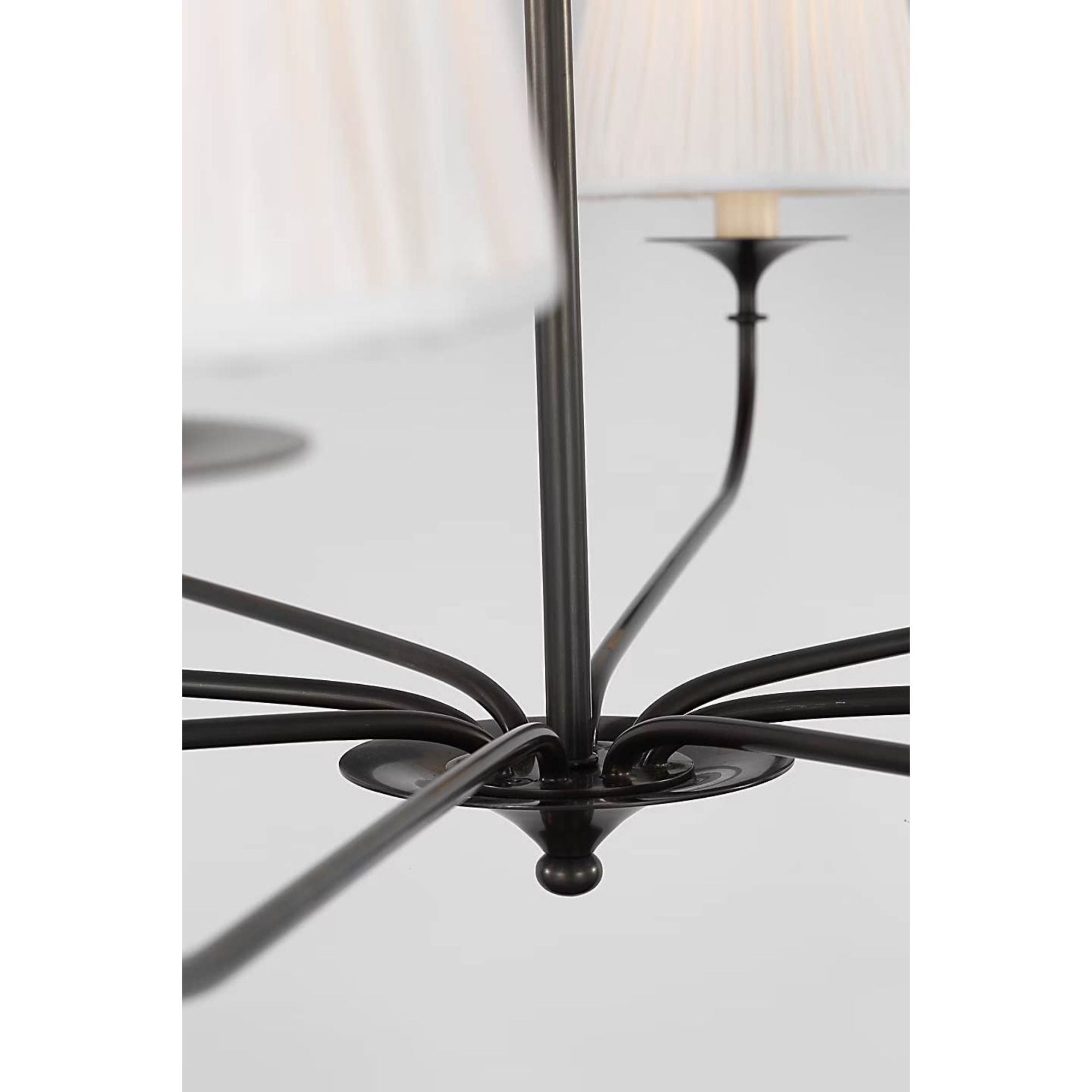 Amber Lewis Knox 42" Chandelier in Bronze with Silk Pleated Shades W42" x H21.25"