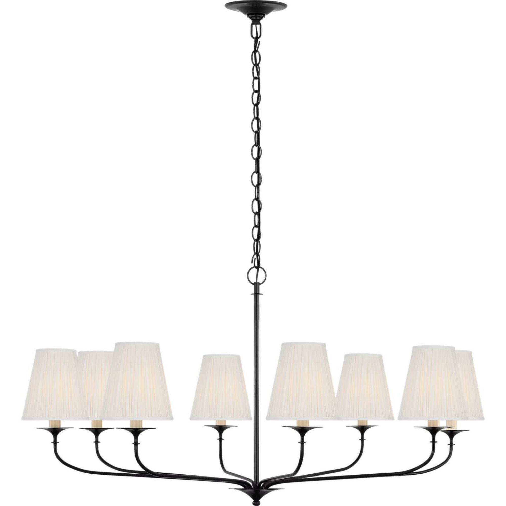 Amber Lewis Knox 42" Chandelier in Bronze with Silk Pleated Shades W42" x H21.25"