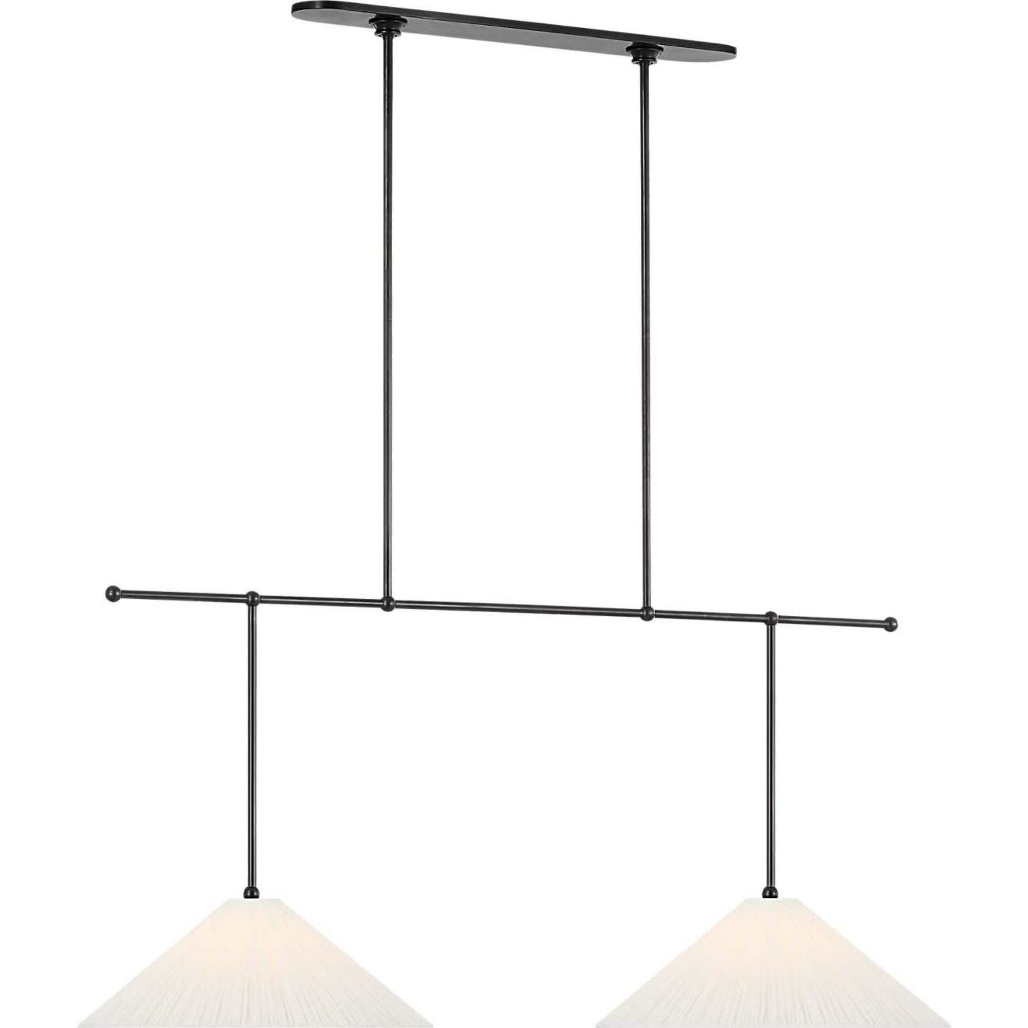 Amber Lewis Soren 54" Extended Drop Linear Chandelier in Bronze with Silk Pleated Shades W20" x 54"