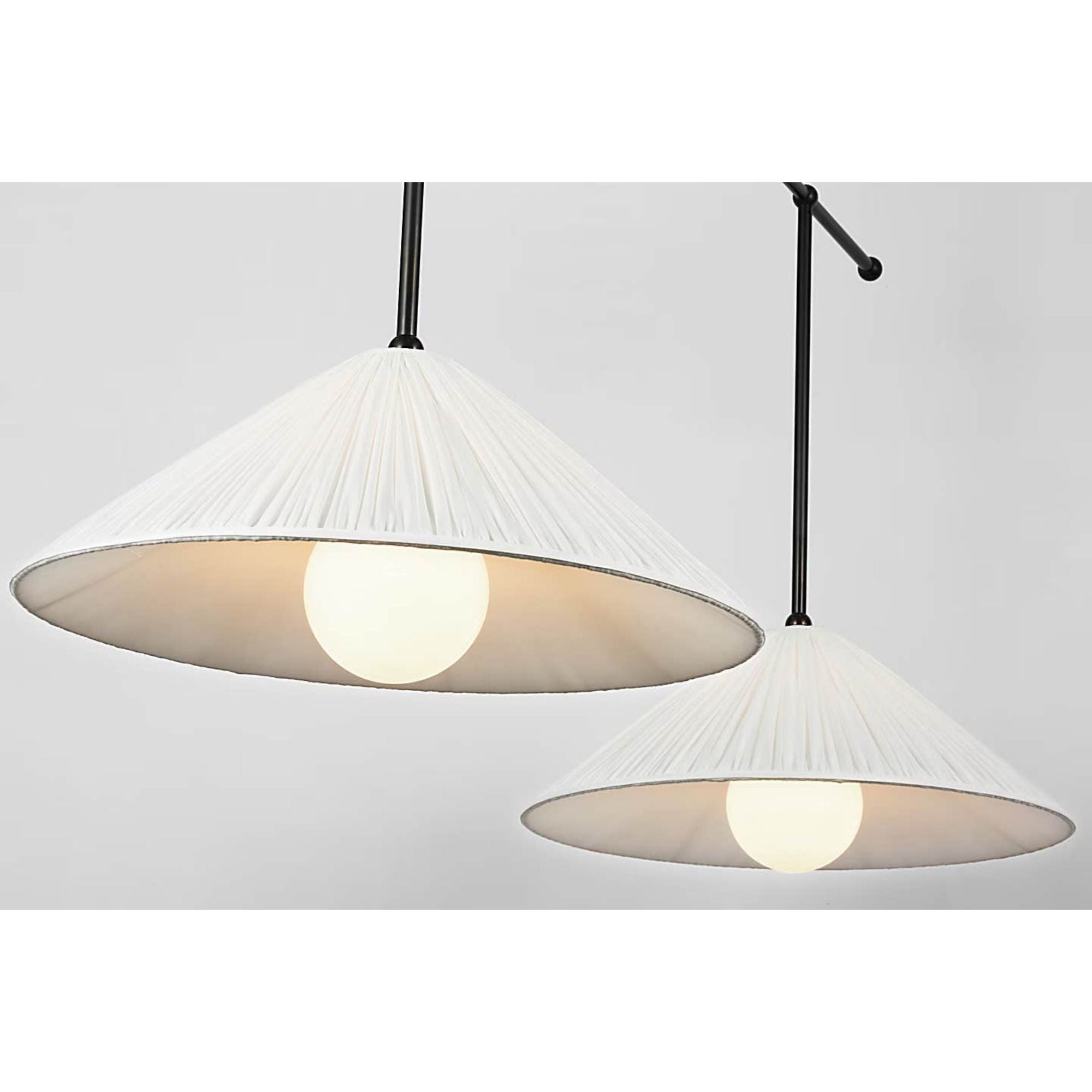 Amber Lewis Soren 54" Extended Drop Linear Chandelier in Bronze with Silk Pleated Shades W20" x 54"