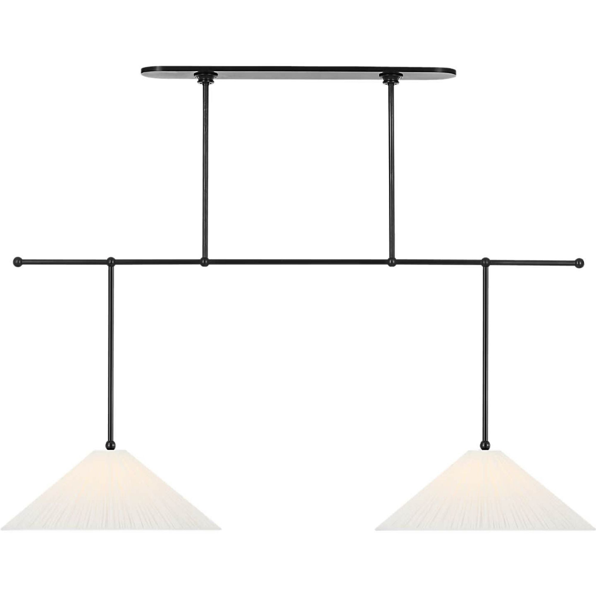 Amber Lewis Soren 54" Extended Drop Linear Chandelier in Bronze with Silk Pleated Shades W20" x 54"