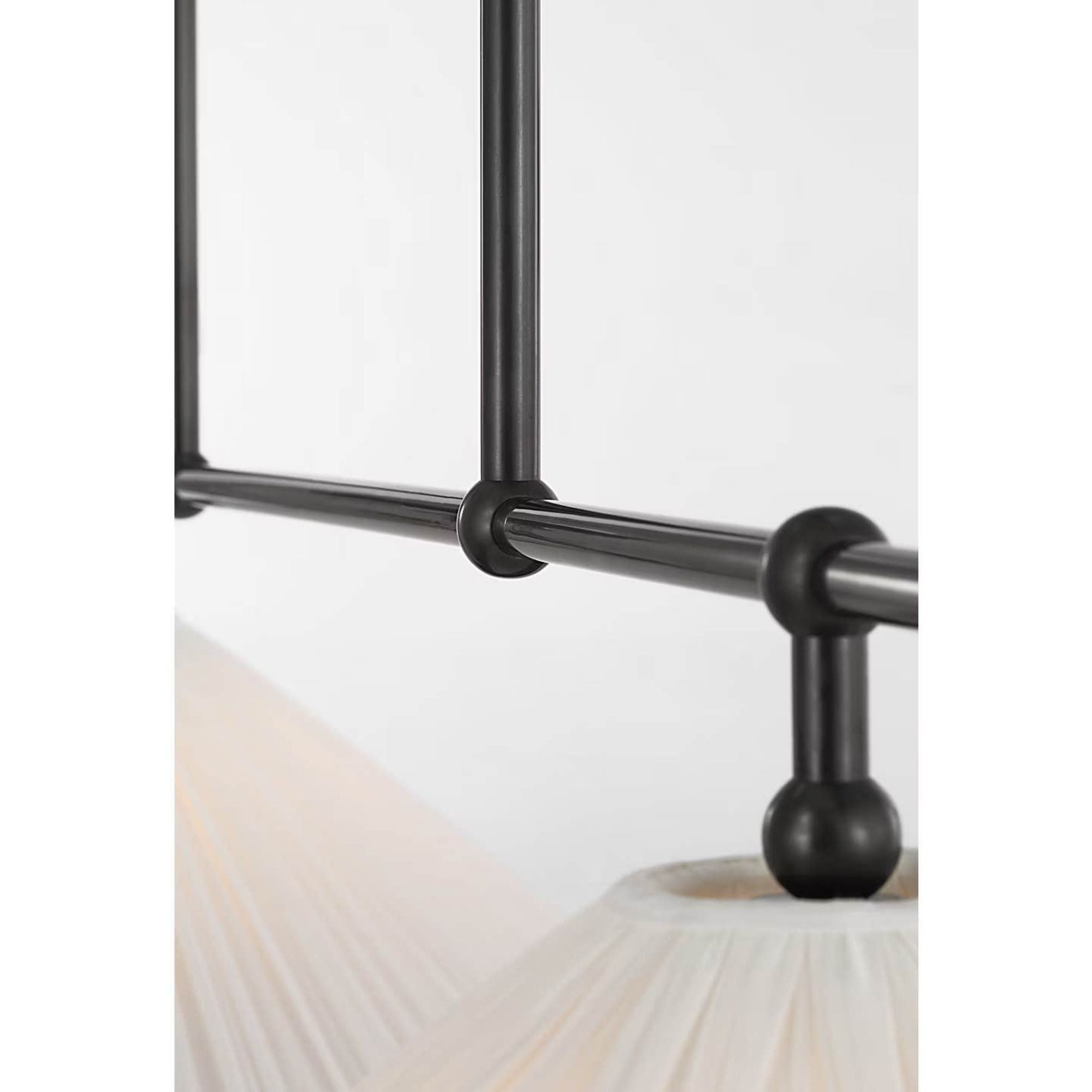 Amber Lewis Soren 54" Linear Chandelier in Bronze with Silk Pleated Shades W20" x 54"