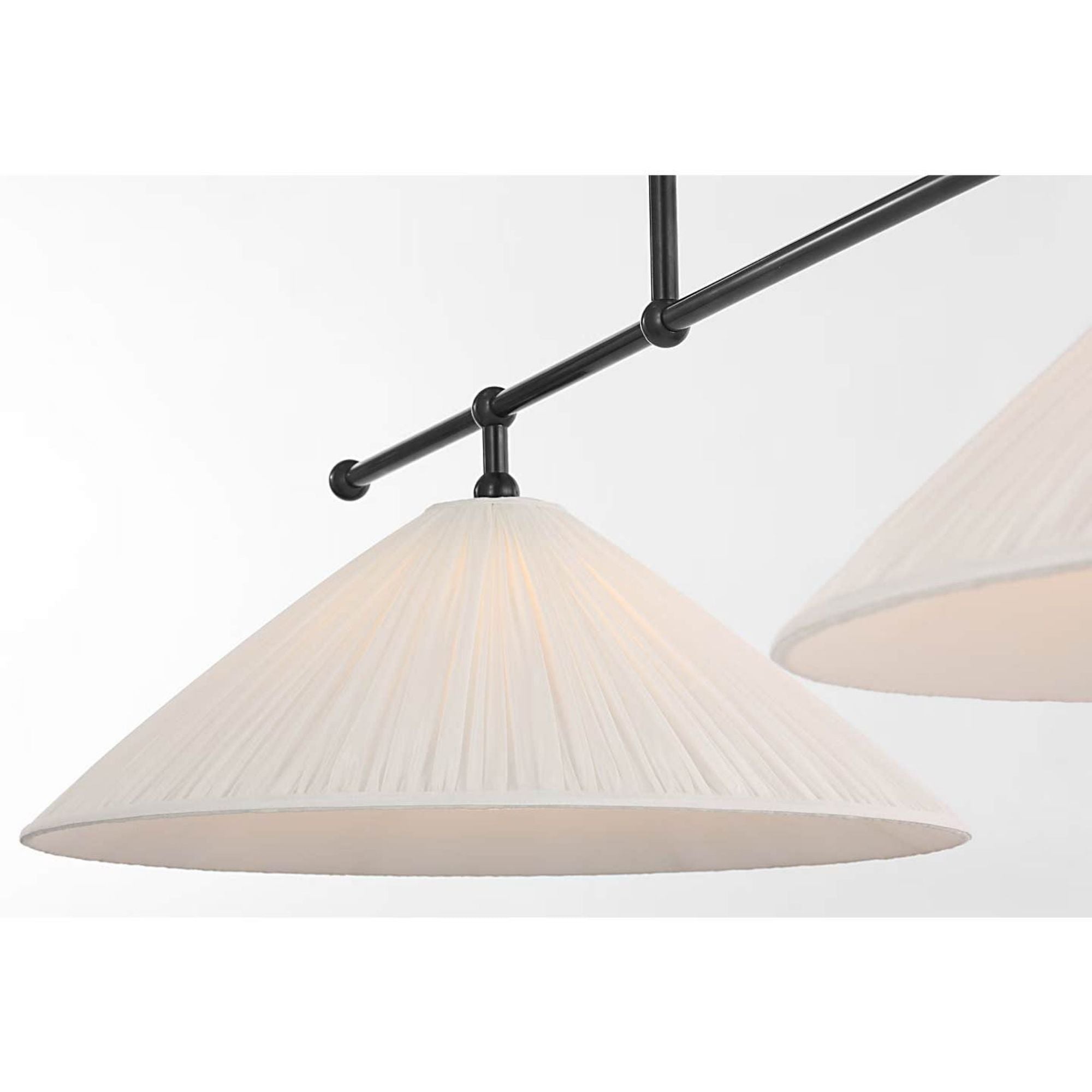 Amber Lewis Soren 54" Linear Chandelier in Bronze with Silk Pleated Shades W20" x 54"