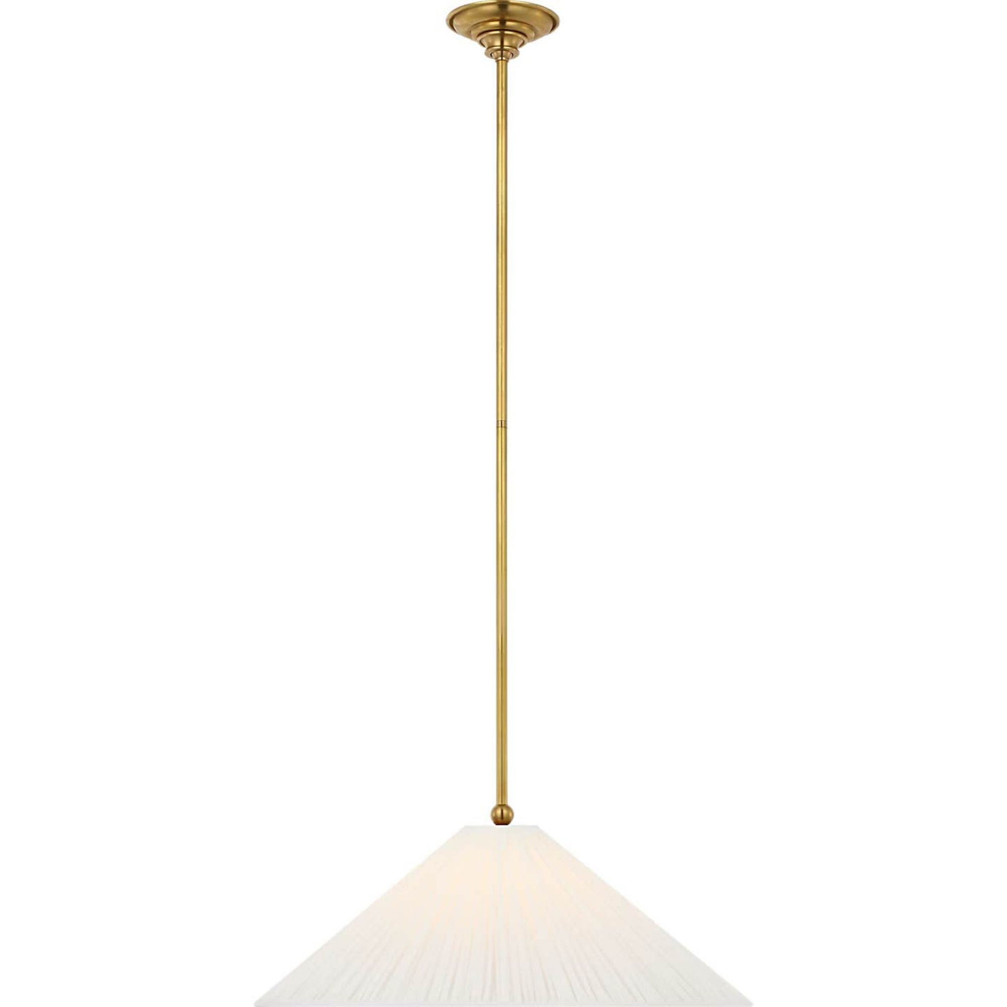 Amber Lewis Soren 20" Pendant in Hand-Rubbed Antique Brass with Silk Pleated Shade W20"