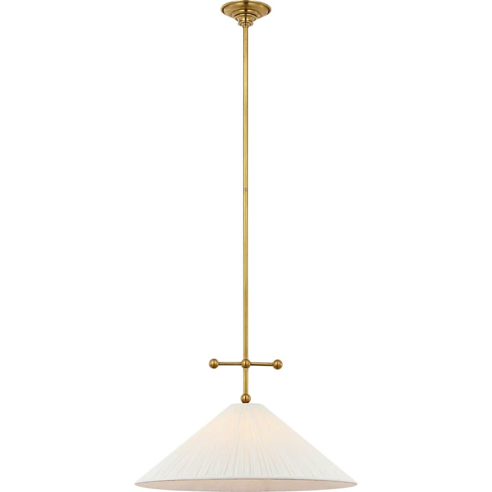 Amber Lewis Soren 20" Pendant in Hand-Rubbed Antique Brass with Silk Pleated Shade W20"