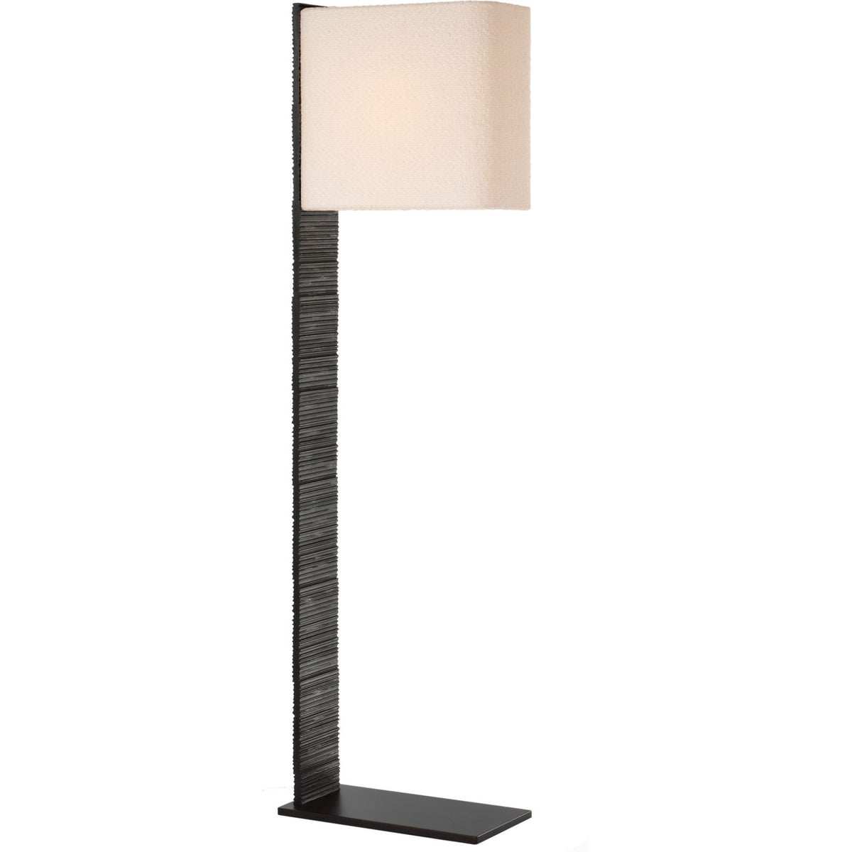 Anne-Marie Barton Fumar 55" Statement Floor Lamp in Ridged Carbon with Bouclé Shade W8" x H54.75" x E15.5"