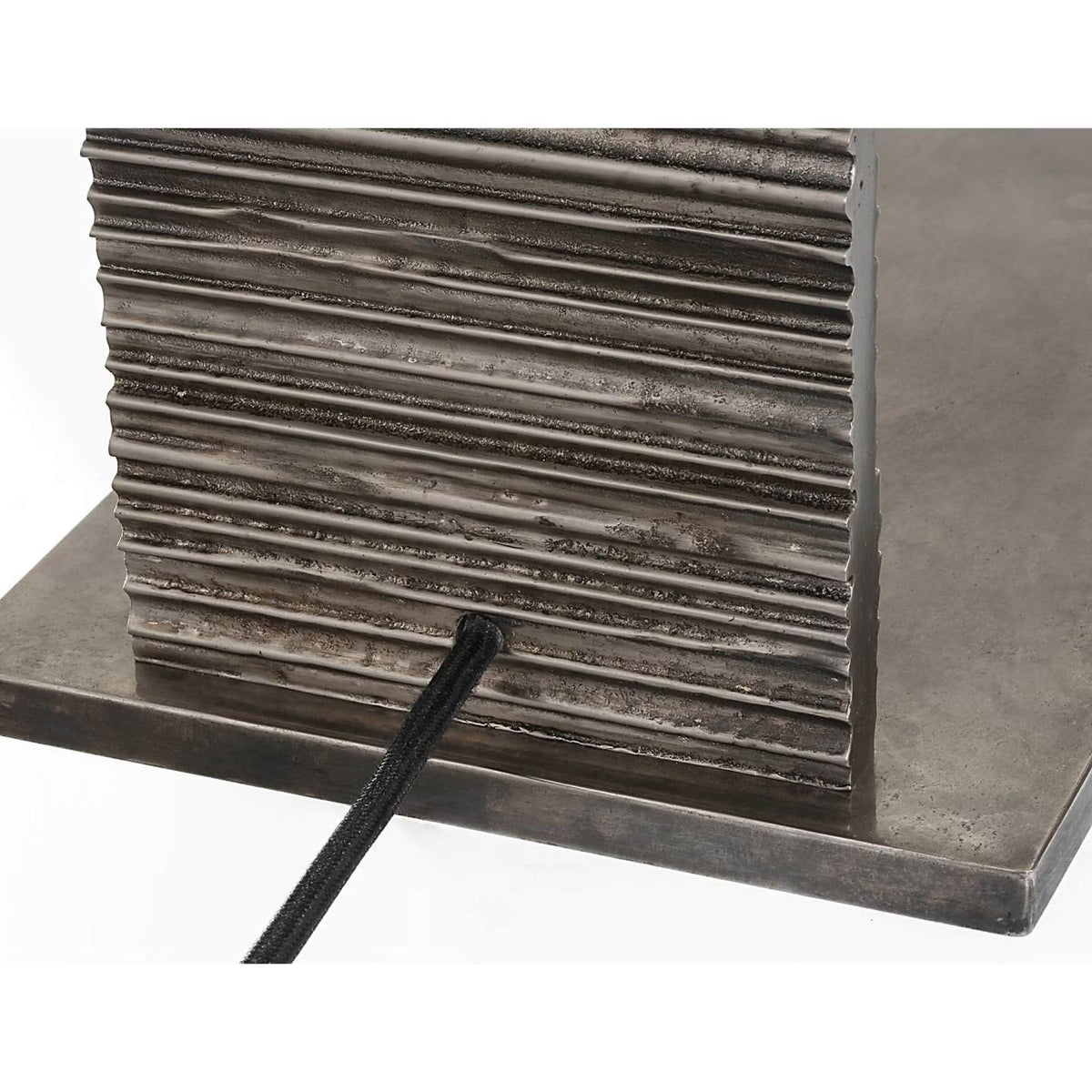 Anne-Marie Barton Fumar 55" Statement Floor Lamp in Ridged Graphite with Bouclé Shade W8" x H54.75" x E15.5"