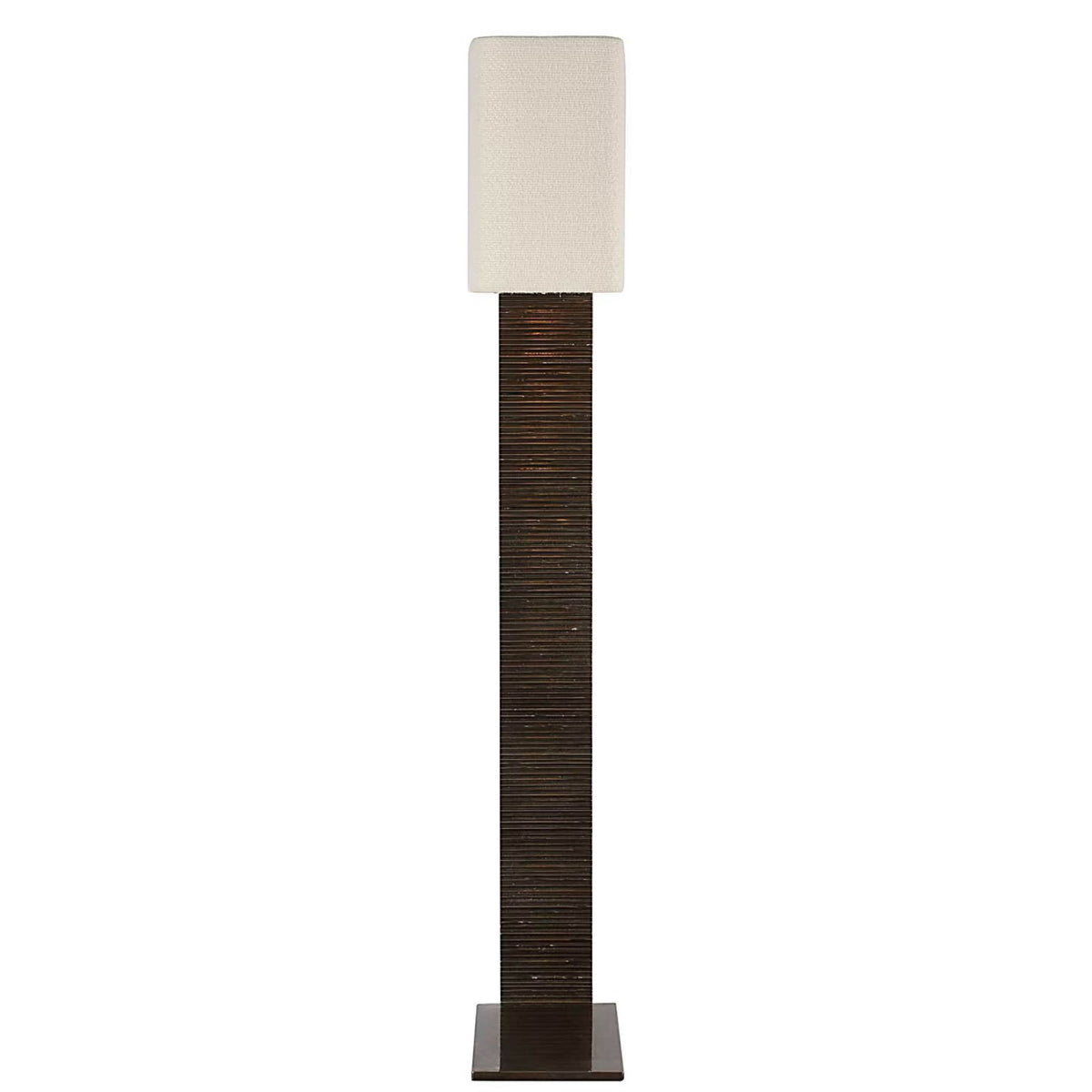 Anne-Marie Barton Fumar 55" Statement Floor Lamp in Ridged Graphite with Bouclé Shade W8" x H54.75" x E15.5"