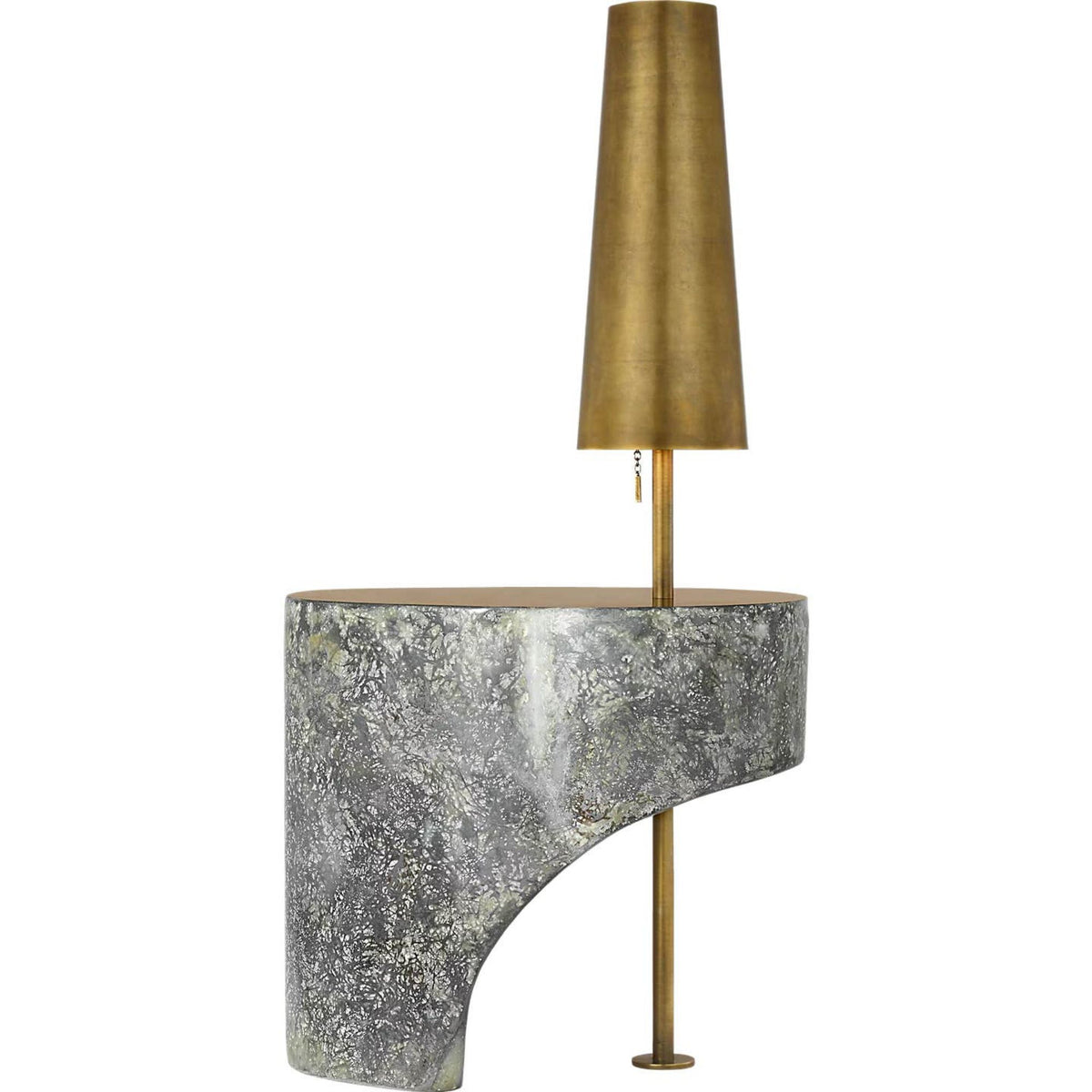 Anne-Marie Barton Runia 49" Sculpted Side Table Floor Lamp in Eclipse with Mottled Brass W19.25" x H49.25" x E24.25"