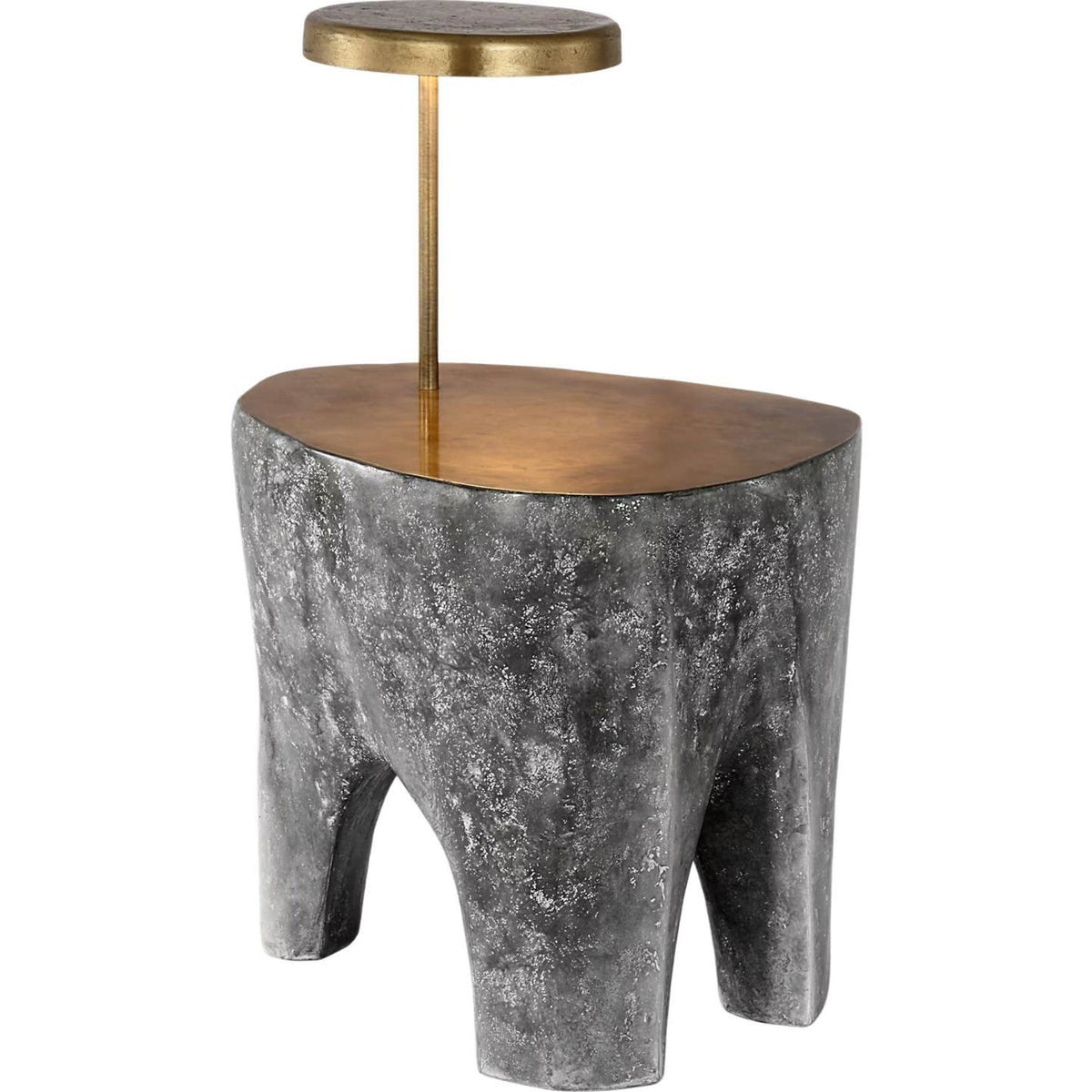 Anne-Marie Barton Lega 36" Sculpted Side Table Reading Floor Lamp in Eclipse with Museum Brass W18.5" x H36.75" x E24"
