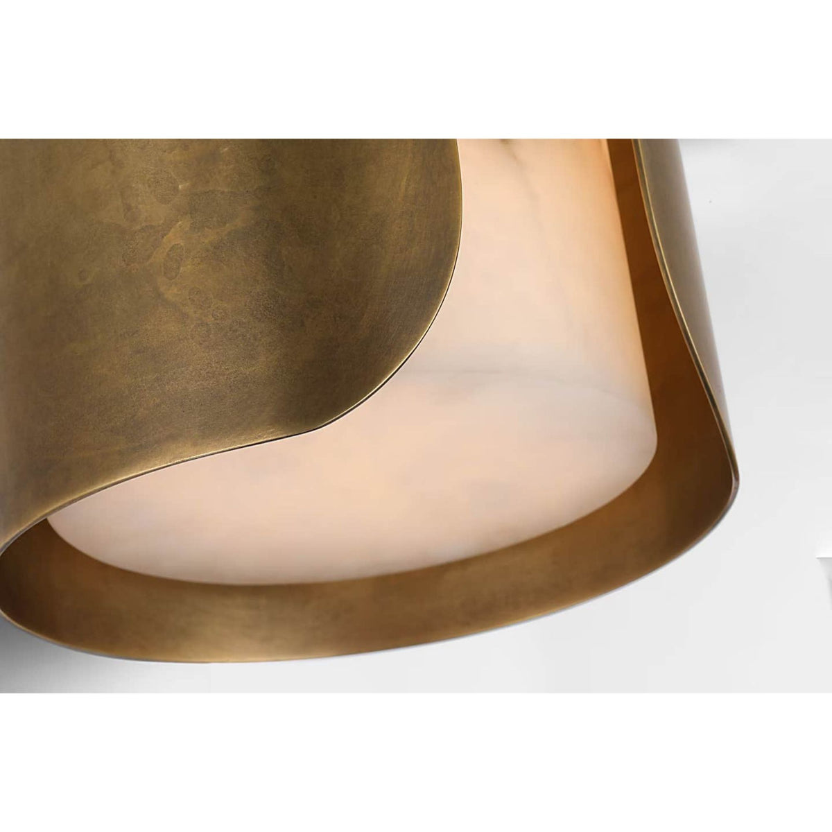 Anne-Marie Barton Armise 14" Sconce in Mottled Brass with Alabaster W7" x H14" x E7.75"