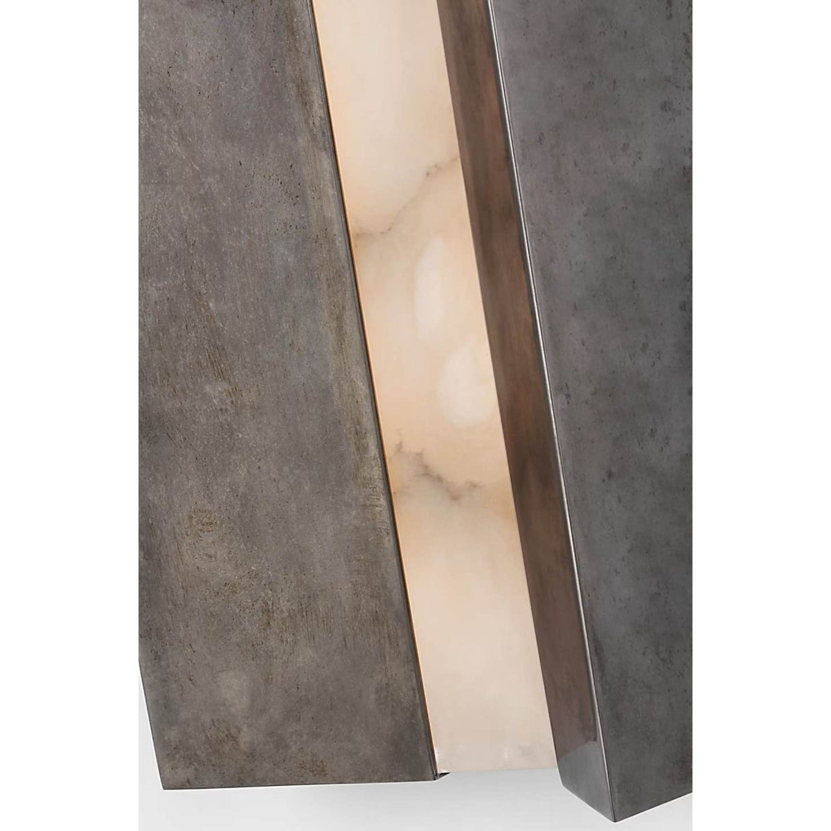 Anne-Marie Barton Austera 20" Sconce in Mottled Pewter with Alabaster W8" x H20" x E3.25"