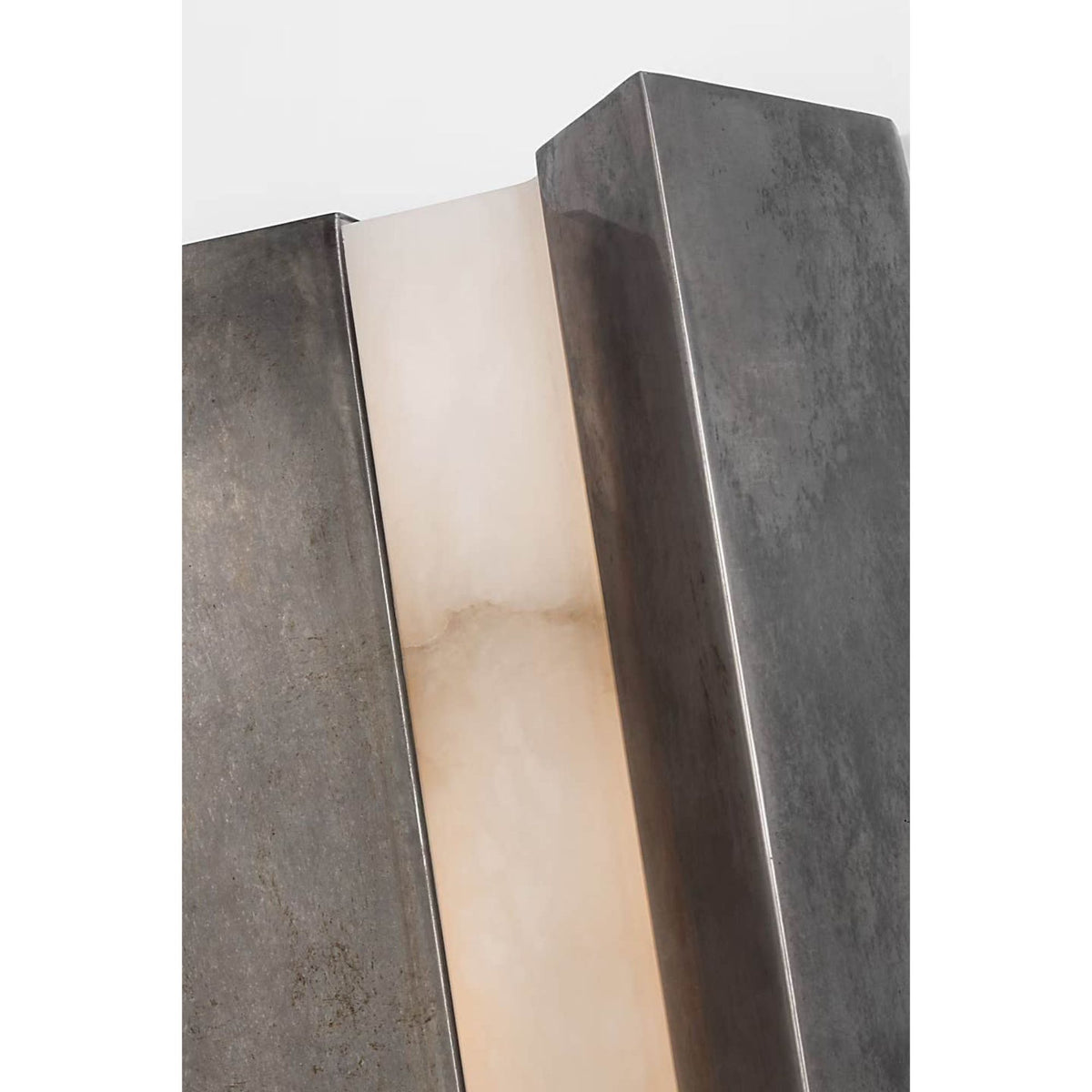 Anne-Marie Barton Austera 20" Sconce in Mottled Pewter with Alabaster W8" x H20" x E3.25"