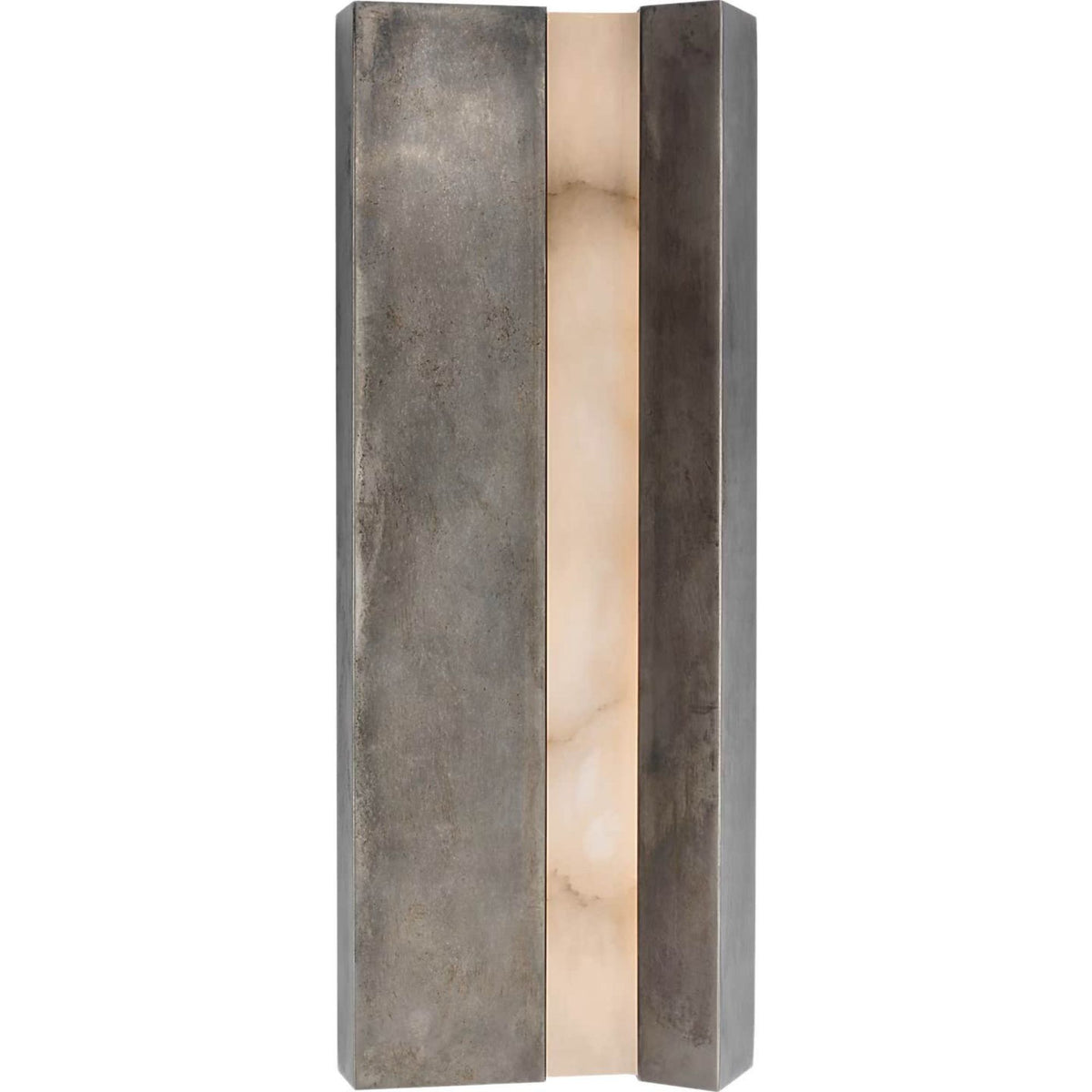 Anne-Marie Barton Austera 20" Sconce in Mottled Pewter with Alabaster W8" x H20" x E3.25"
