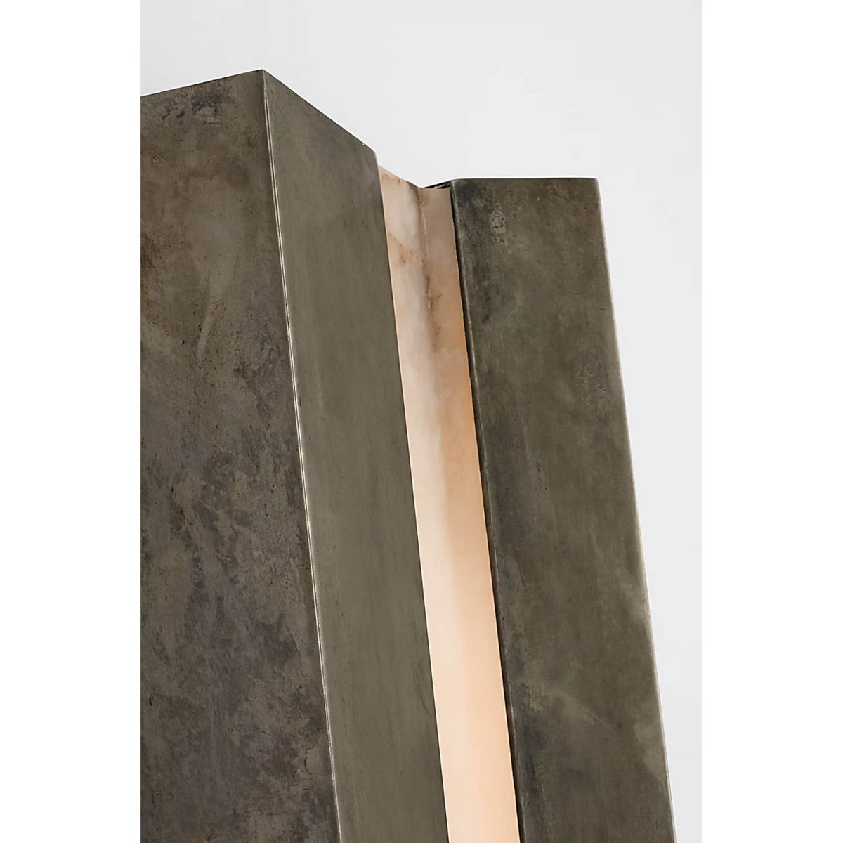 Anne-Marie Barton Austera 32" Sconce in Mottled Pewter with Alabaster W8" x H32" x E3.25"