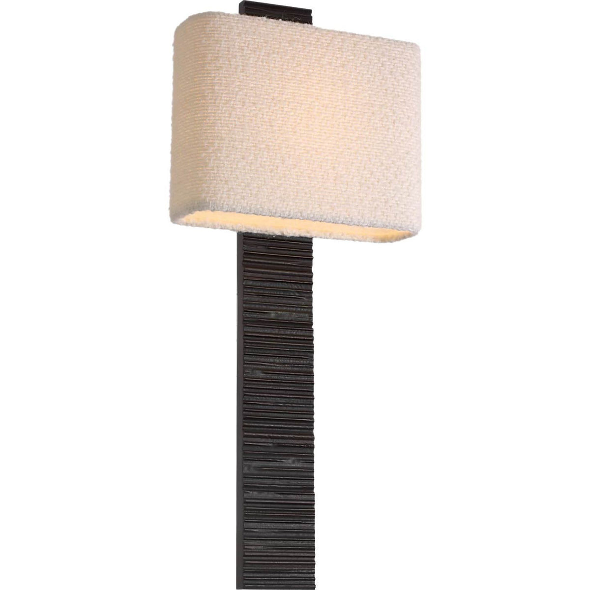 Anne-Marie Barton Fumar 23" Tail Sconce in Ridged Carbon with Bouclé Shade W9.5" x H23.25" x E4"
