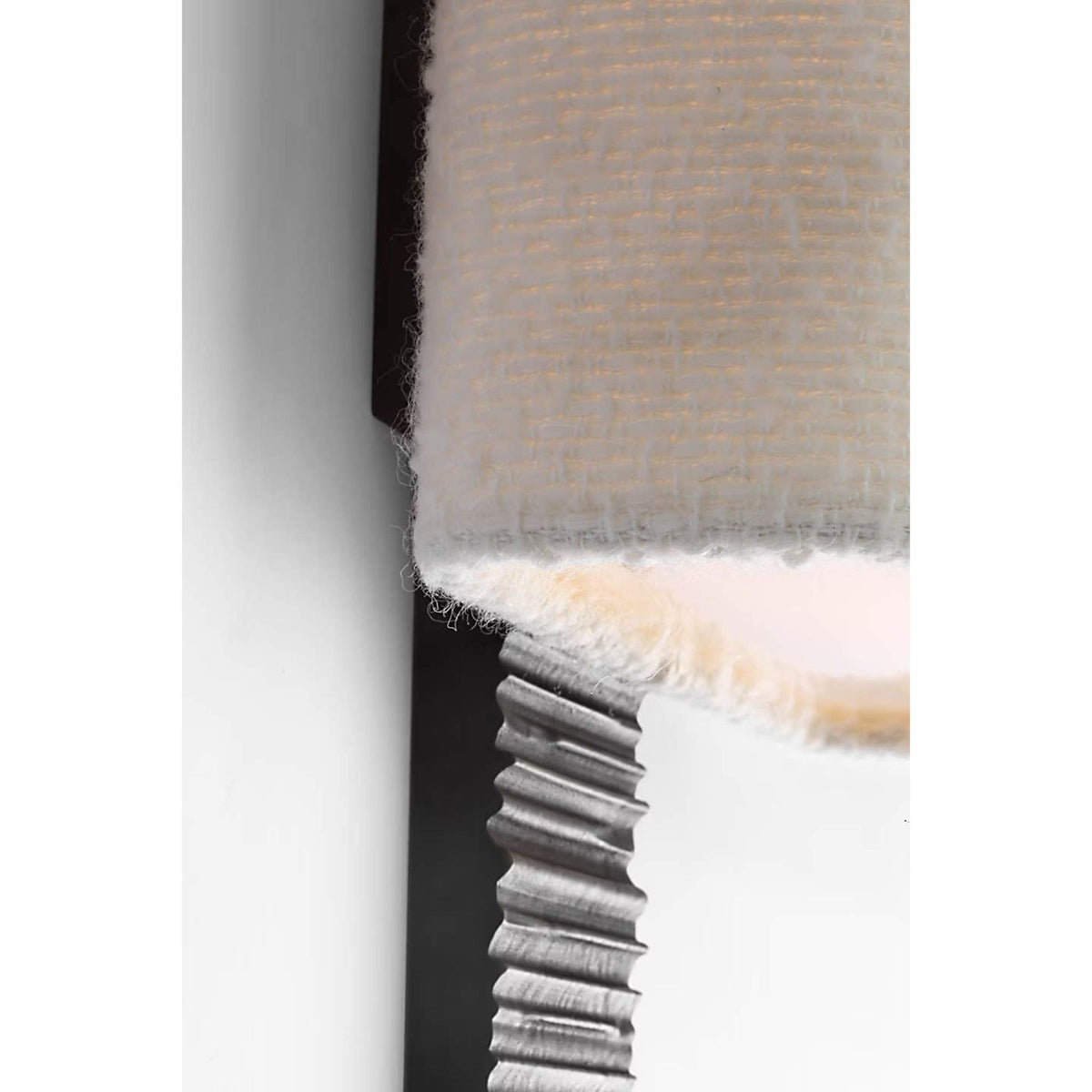 Anne-Marie Barton Fumar 23" Tail Sconce in Ridged Carbon with Bouclé Shade W9.5" x H23.25" x E4"