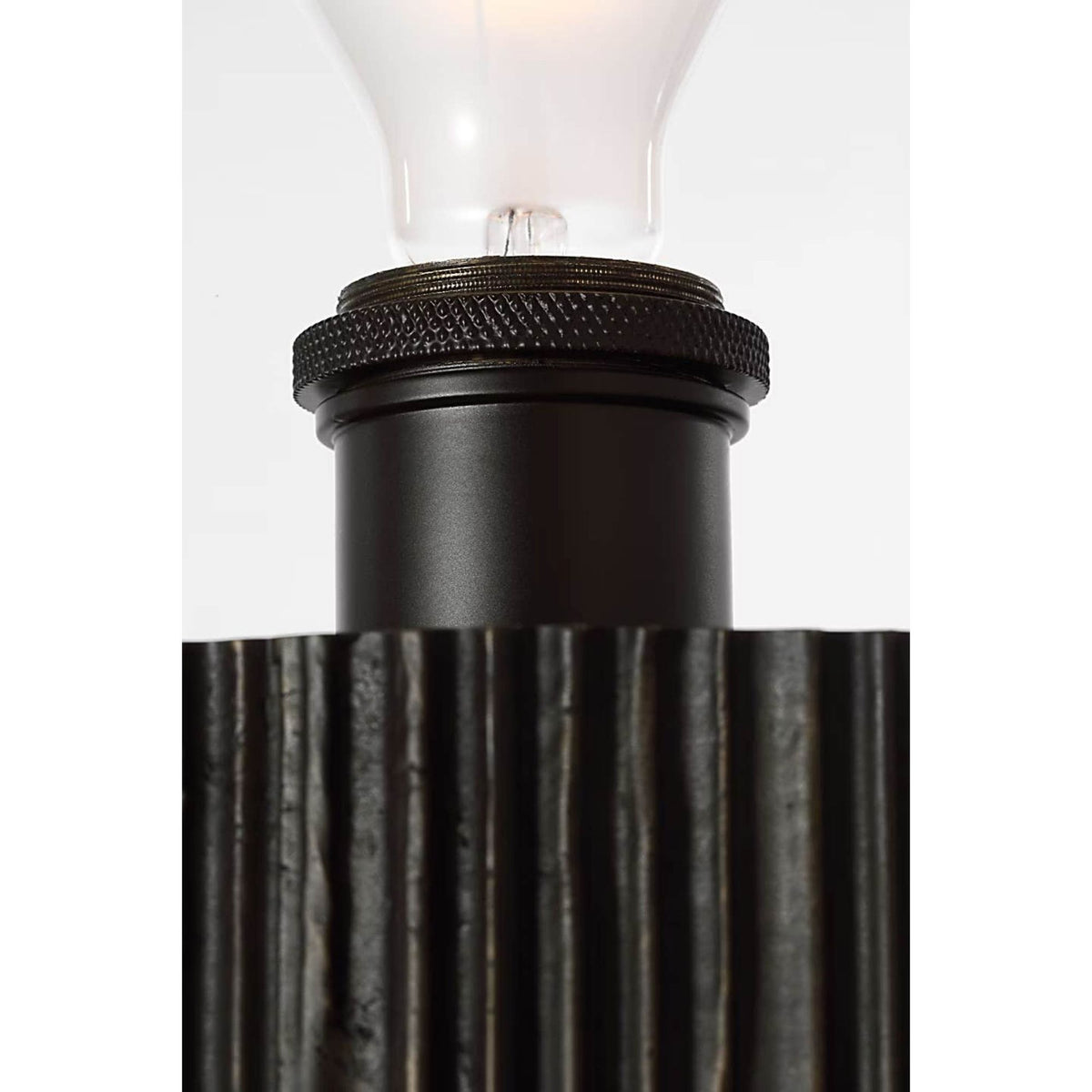 Anne-Marie Barton Fumar 18" Table Lamp in Ridged Carbon with Bouclé Shade W11" x H17.5"