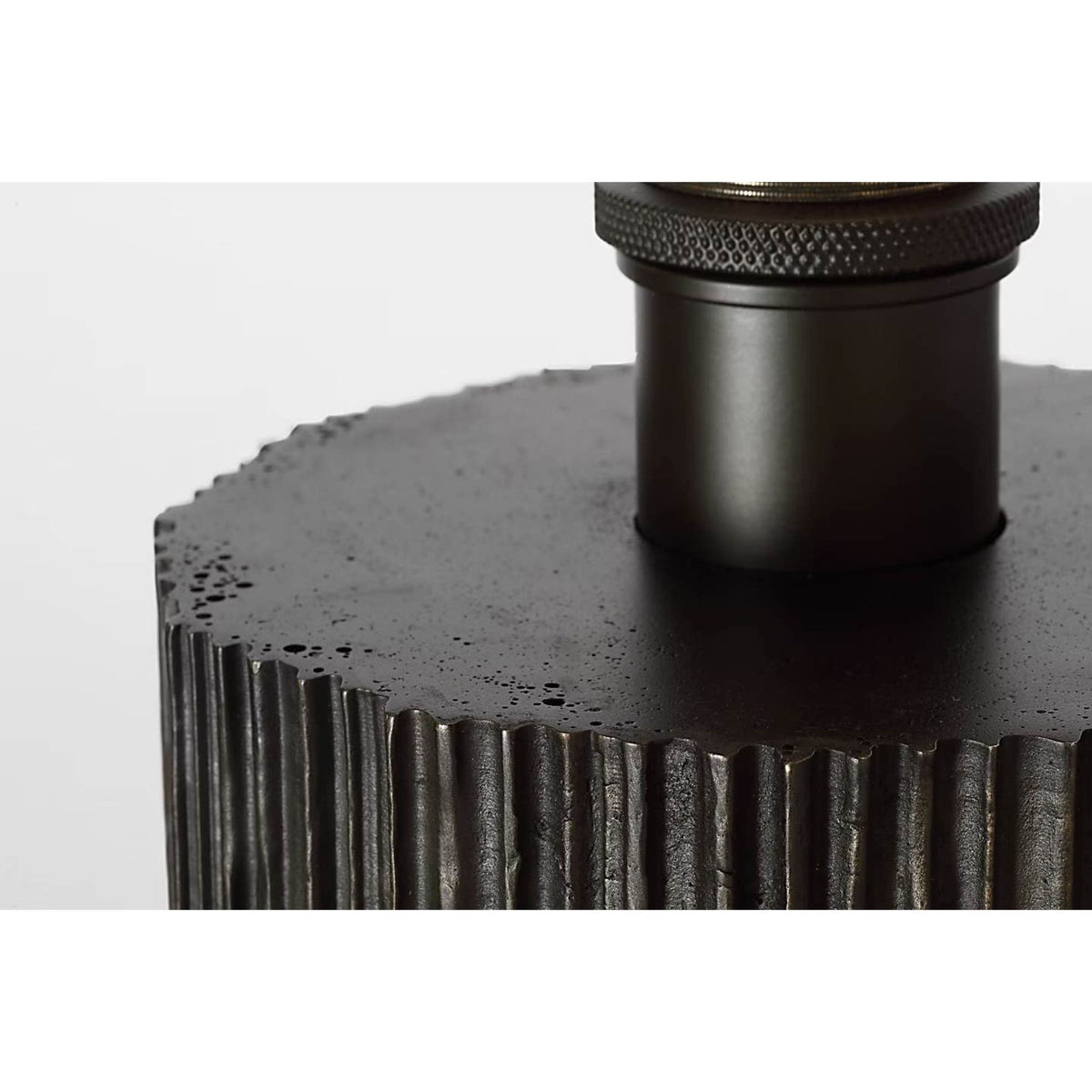Anne-Marie Barton Fumar 18" Table Lamp in Ridged Carbon with Bouclé Shade W11" x H17.5"