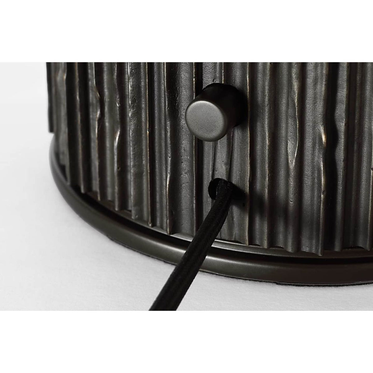 Anne-Marie Barton Fumar 18" Table Lamp in Ridged Carbon with Bouclé Shade W11" x H17.5"