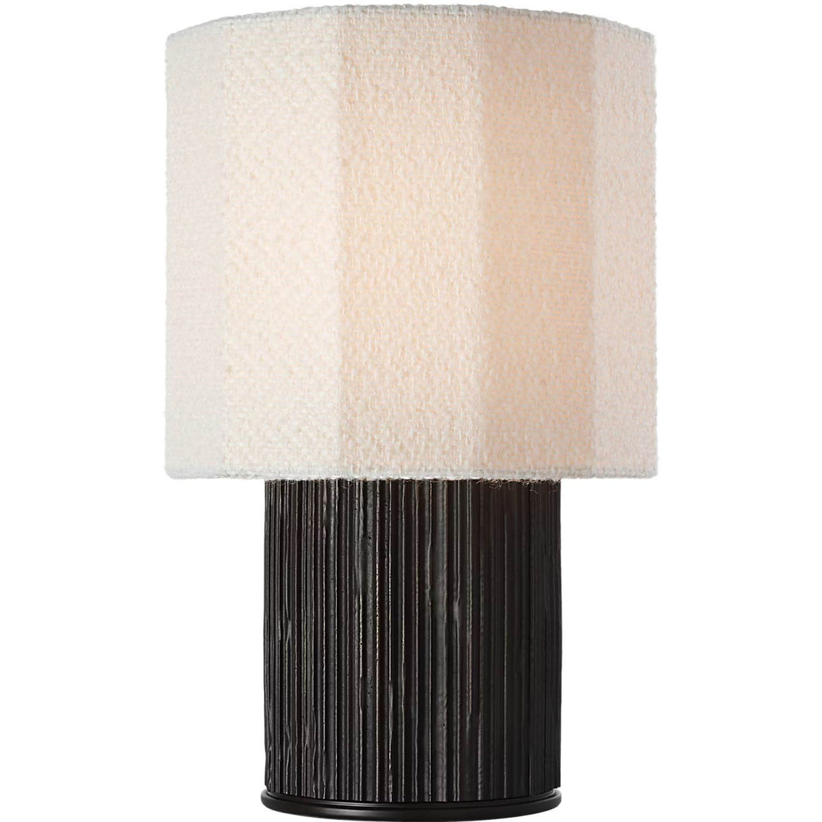 Anne-Marie Barton Fumar 18" Table Lamp in Ridged Carbon with Bouclé Shade W11" x H17.5"
