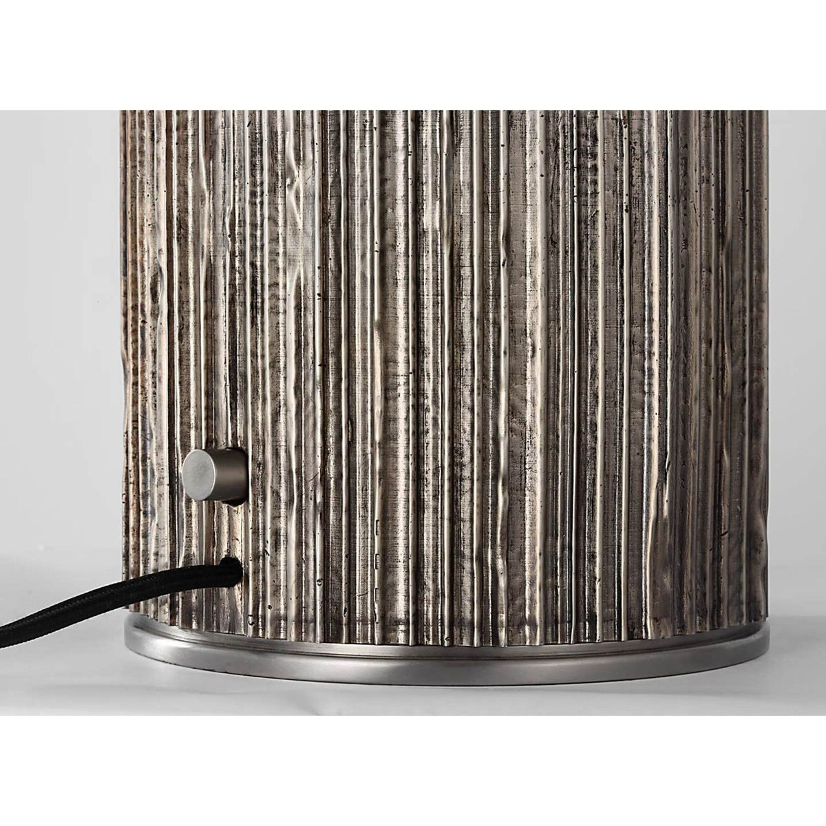 Anne-Marie Barton Fumar 18" Table Lamp in Ridged Graphite with Bouclé Shade W11" x H17.5"