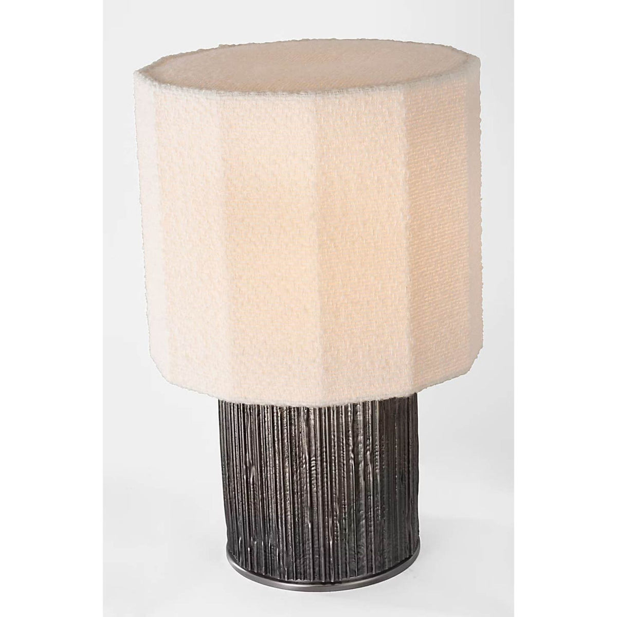 Anne-Marie Barton Fumar 18" Table Lamp in Ridged Graphite with Bouclé Shade W11" x H17.5"