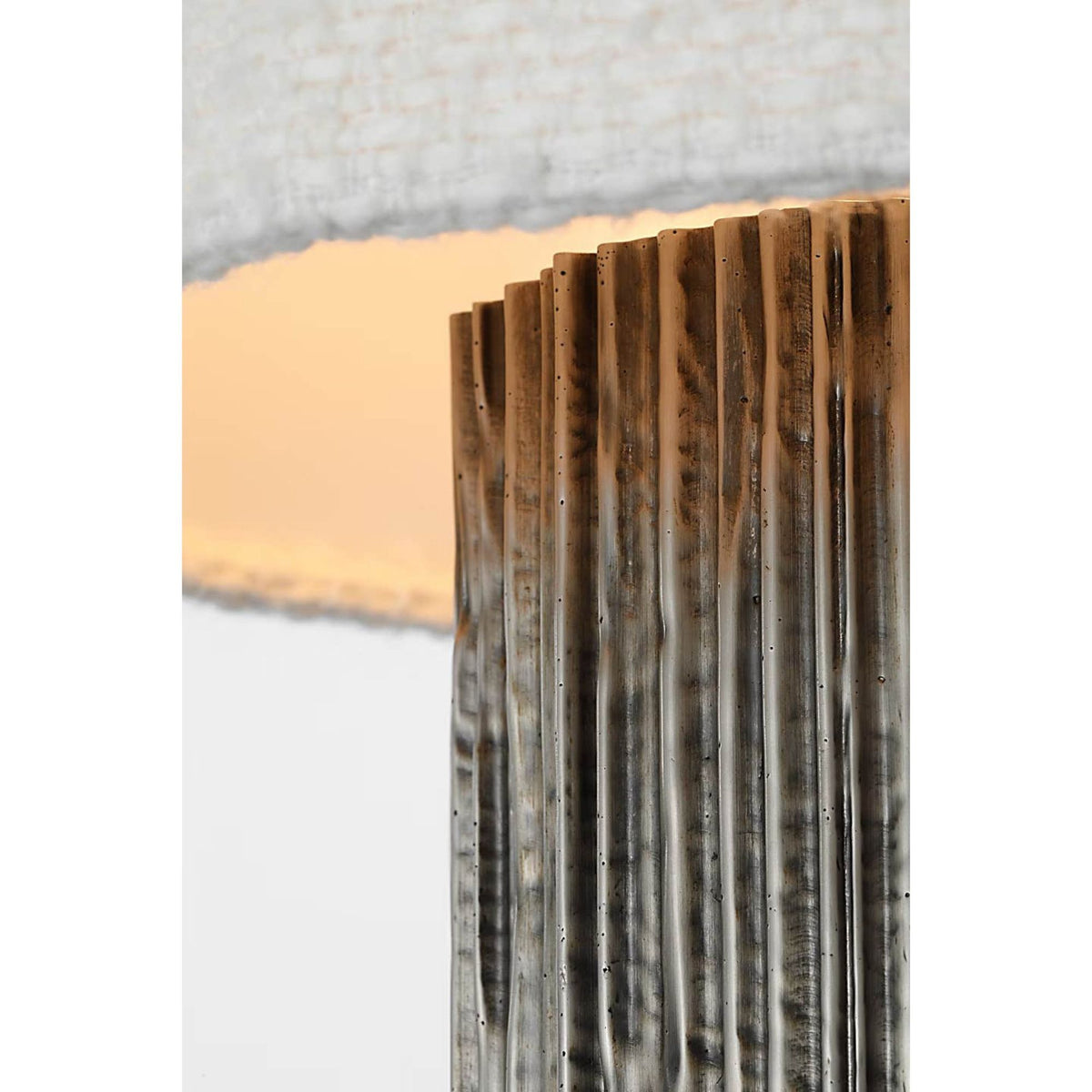 Anne-Marie Barton Fumar 24" Table Lamp in Ridged Graphite with Bouclé Shade W11" x H23.5"