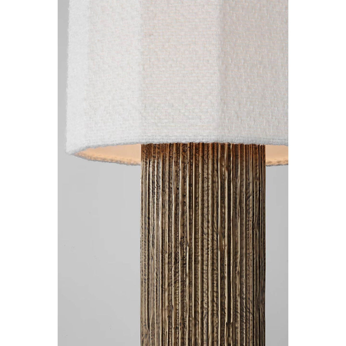 Anne-Marie Barton Fumar 24" Table Lamp in Ridged Tombac with Bouclé Shade W11" x H23.5"