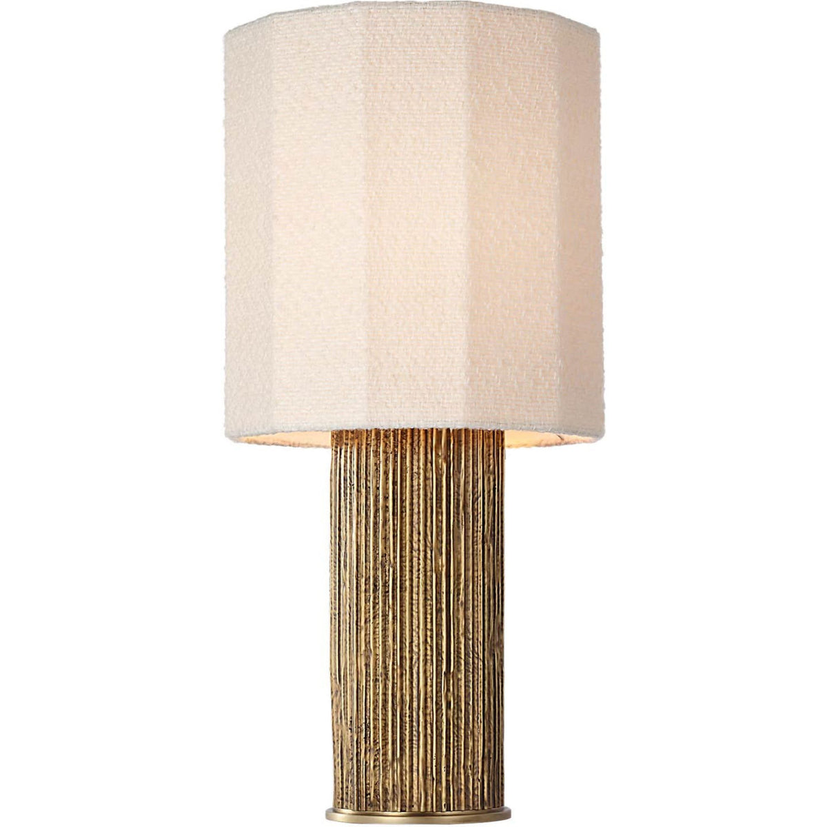 Anne-Marie Barton Fumar 24" Table Lamp in Ridged Tombac with Bouclé Shade W11" x H23.5"